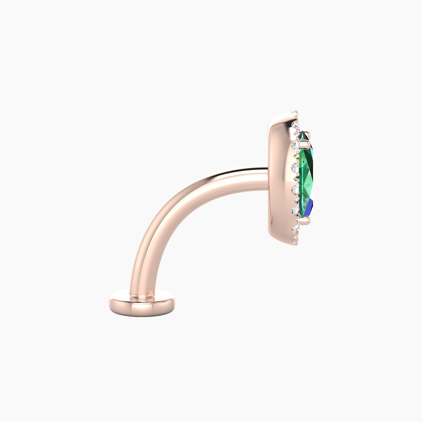 Eirene | 18k Rose Gold 10 mm 8.5 mm Halo Oval Emerald & Diamond Floating Navel Piercing