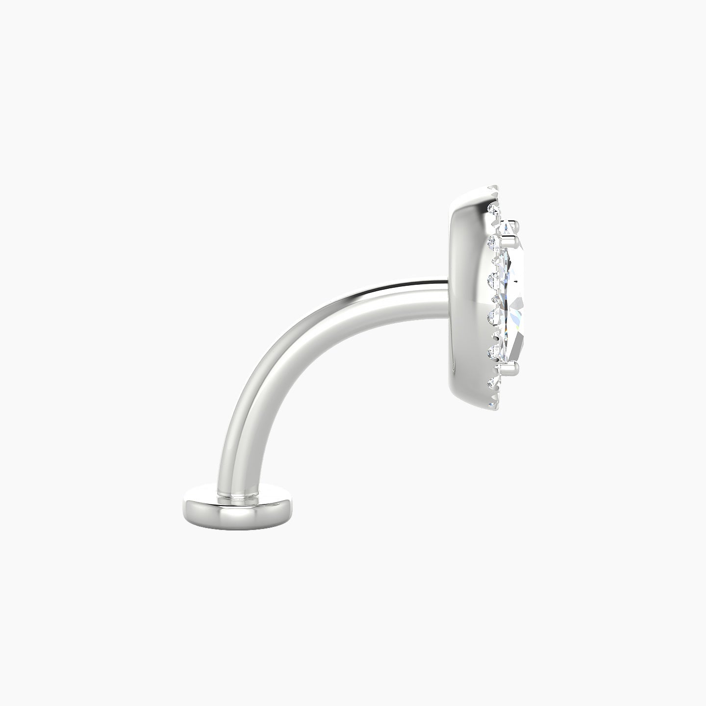 Eirene | 18k White Gold 8.5 mm 10 mm Halo Oval Diamond Floating Navel Piercing