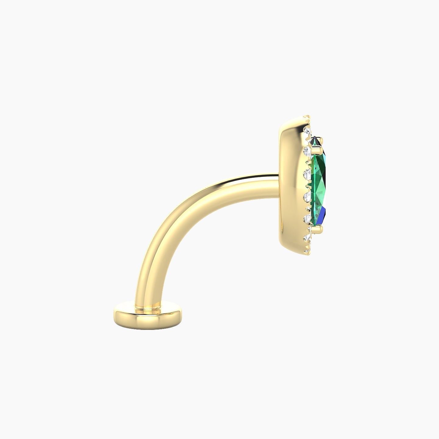 Eirene | 18k Yellow Gold 10 mm 8.5 mm Halo Oval Emerald & Diamond Floating Navel Piercing