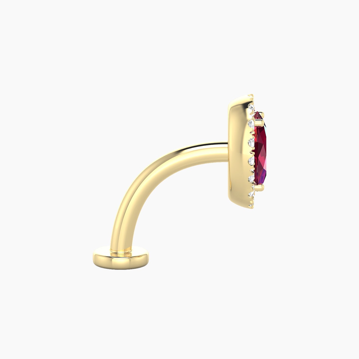 Eirene | 18k Yellow Gold 10 mm 8.5 mm Halo Oval Ruby & Diamond Floating Navel Piercing