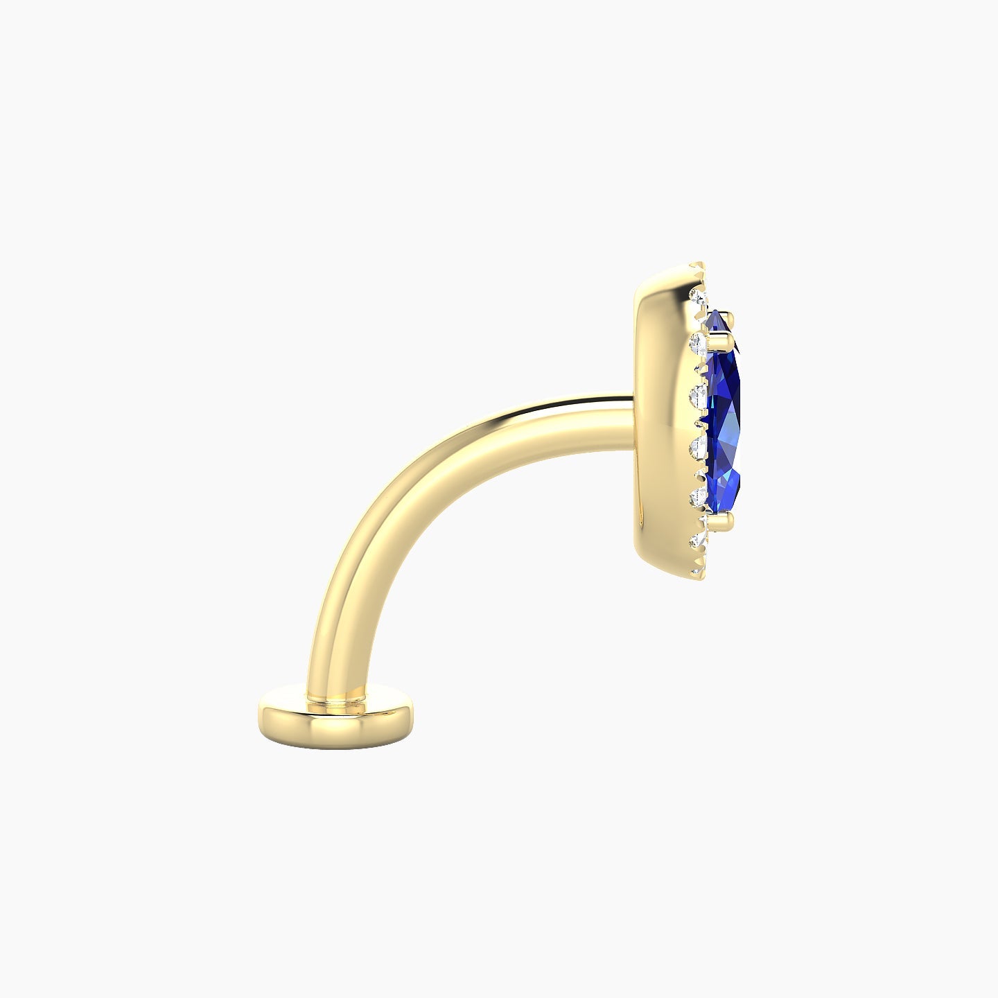 Eirene | 18k Yellow Gold 10 mm 8.5 mm Halo Oval Sapphire & Diamond Floating Navel Piercing