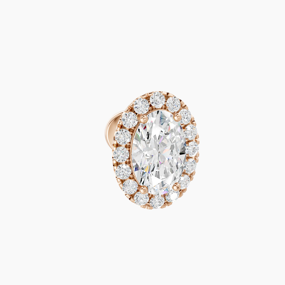 Eirene | 18k Rose Gold 8.5 mm 5 mm Halo Oval Diamond Piercing
