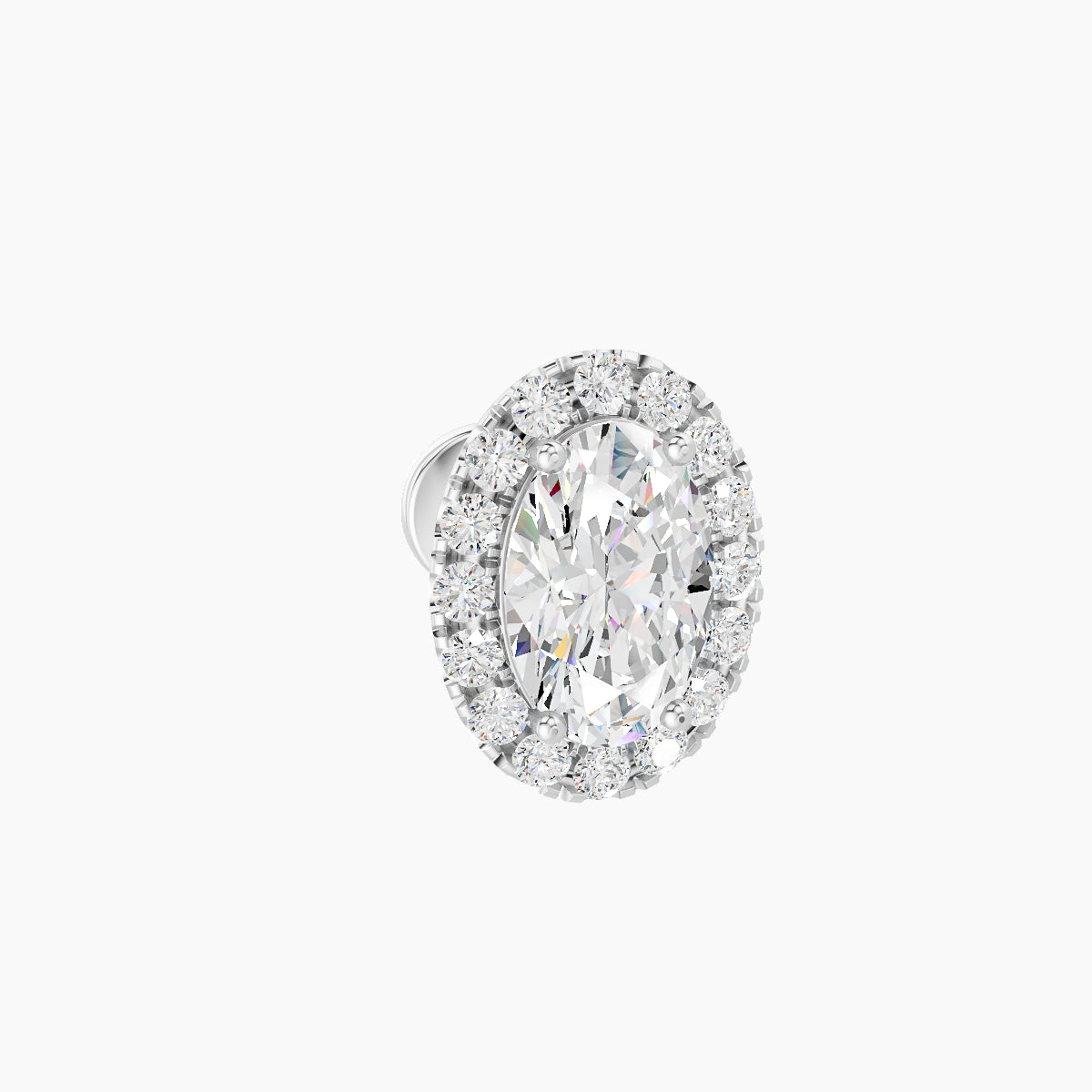 Eirene | 18k White Gold 8.5 mm 5 mm Halo Oval Diamond Piercing