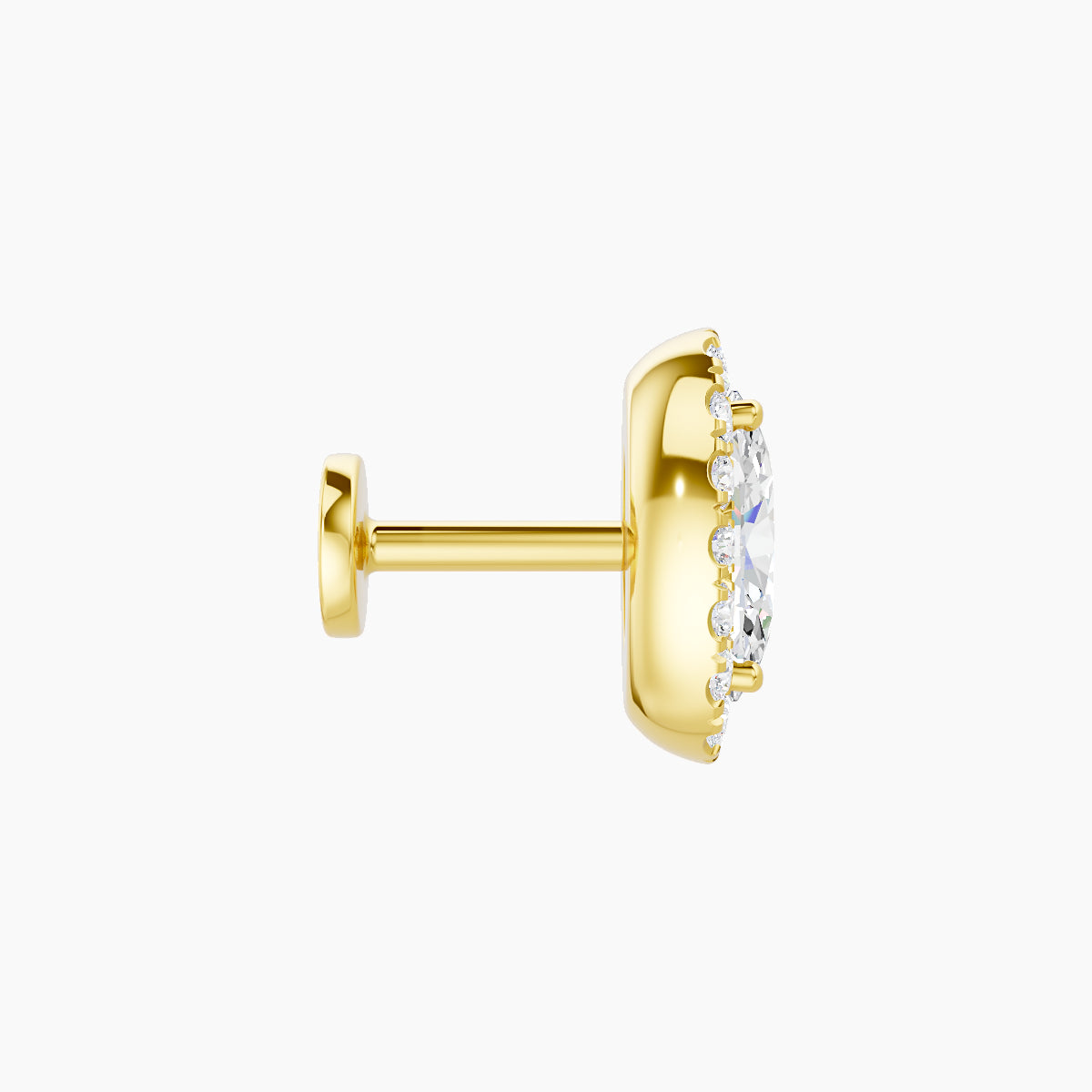 Eirene | 18k Yellow Gold 8.5 mm 5 mm Halo Oval Diamond Piercing