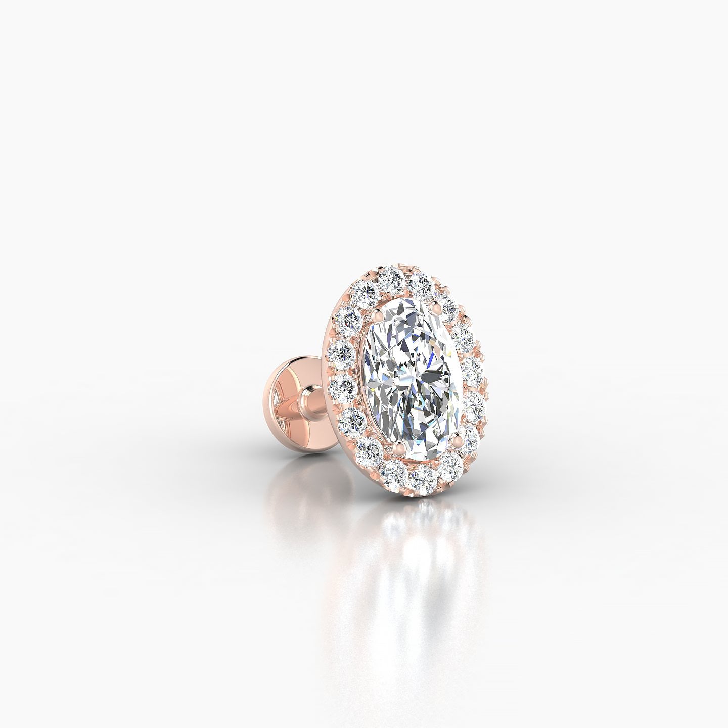 Eirene | 18k Rose Gold 8.5 mm 5 mm Halo Oval Diamond Piercing