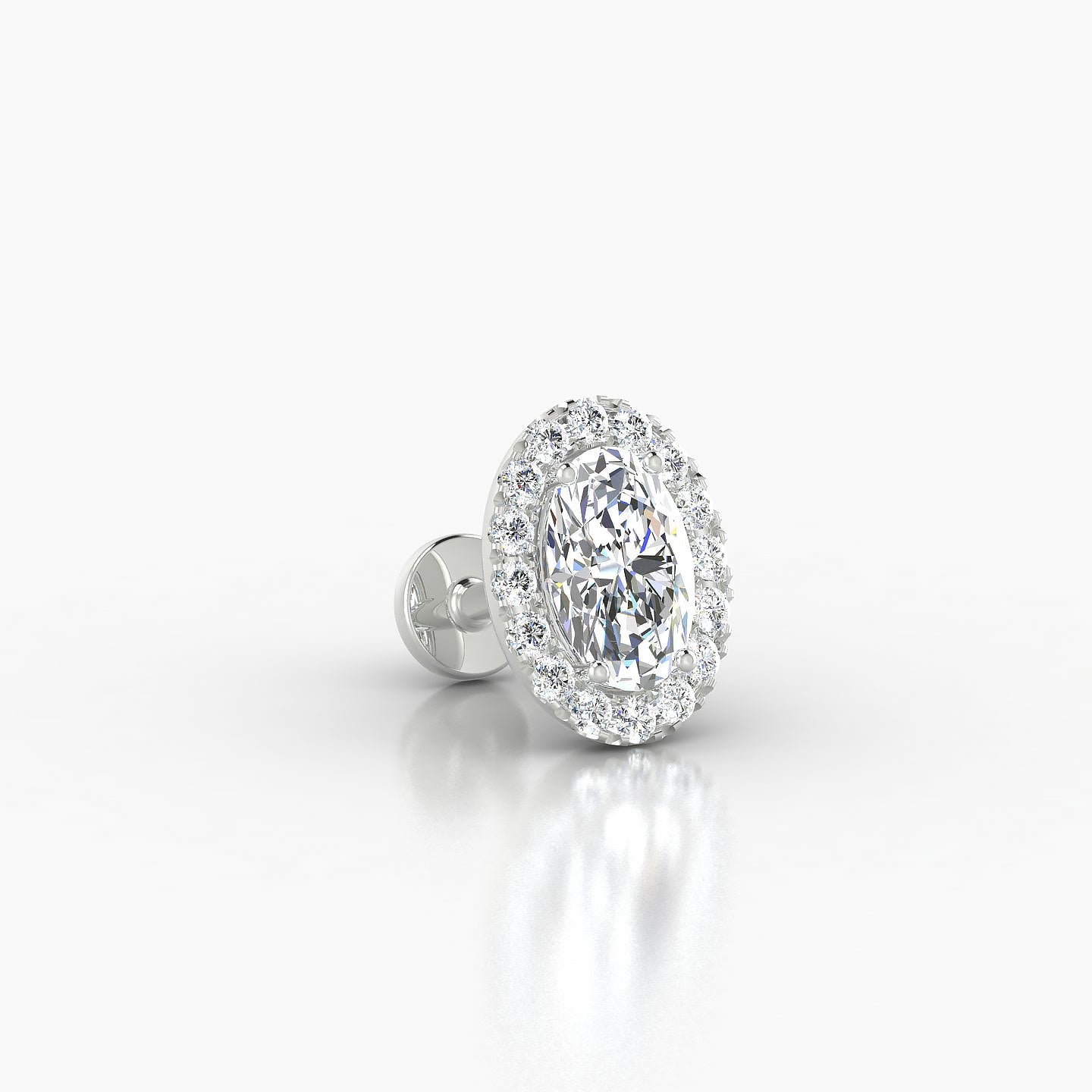 Eirene | 18k White Gold 8.5 mm 5 mm Halo Oval Diamond Piercing