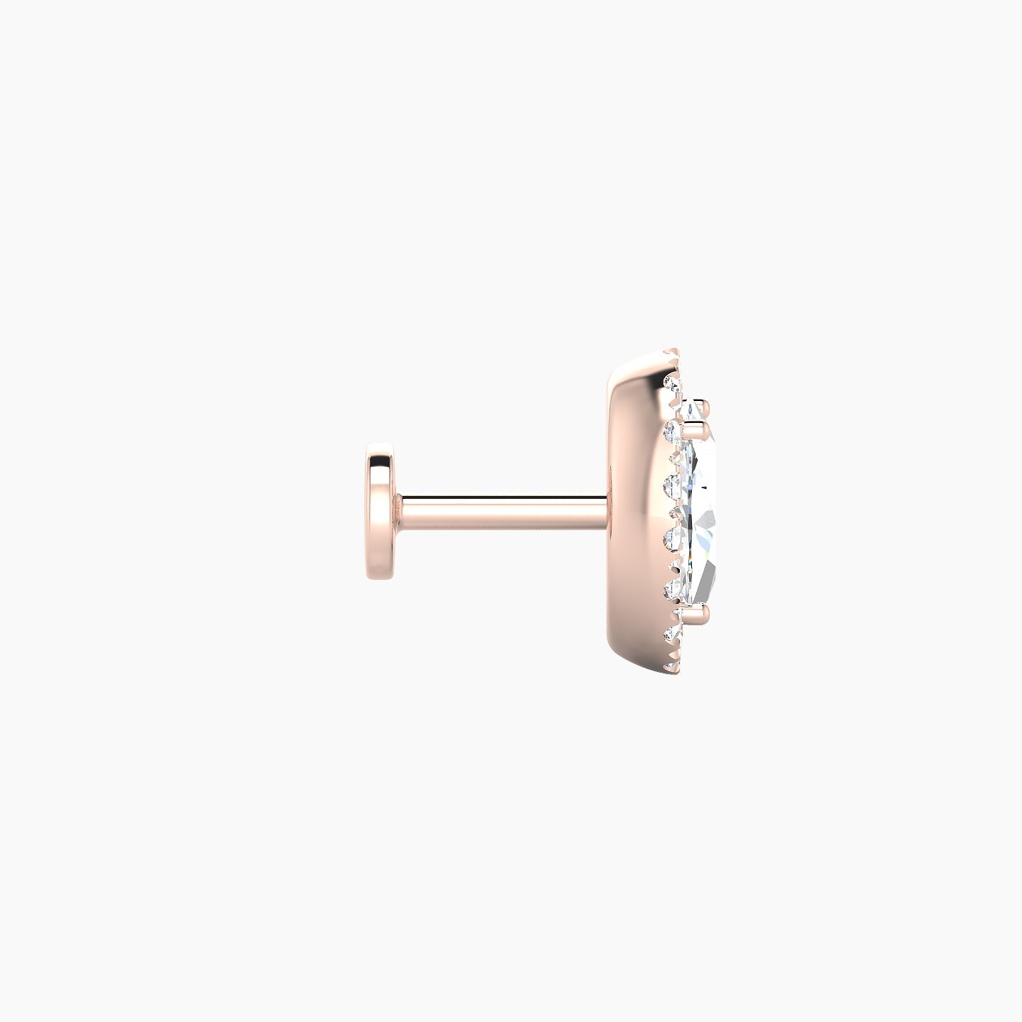 Eirene | 18k Rose Gold 8.5 mm 5 mm Halo Oval Diamond Piercing