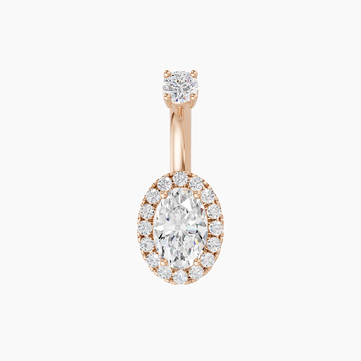 Eirene | 18k Rose Gold 8.5 mm 6 mm Halo Oval Diamond Belly Piercing