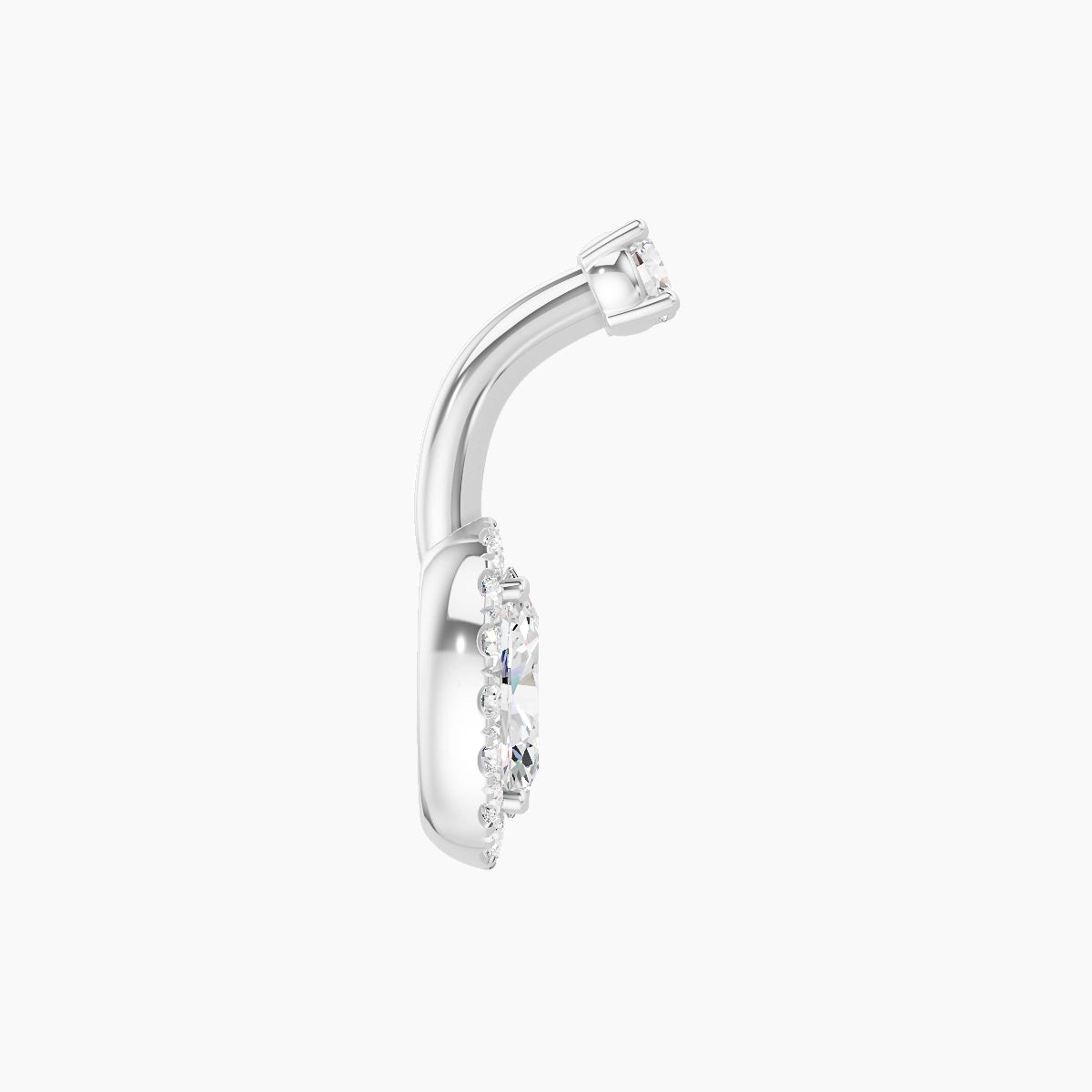 Eirene | 18k White Gold 8.5 mm 6 mm Halo Oval Diamond Belly Piercing