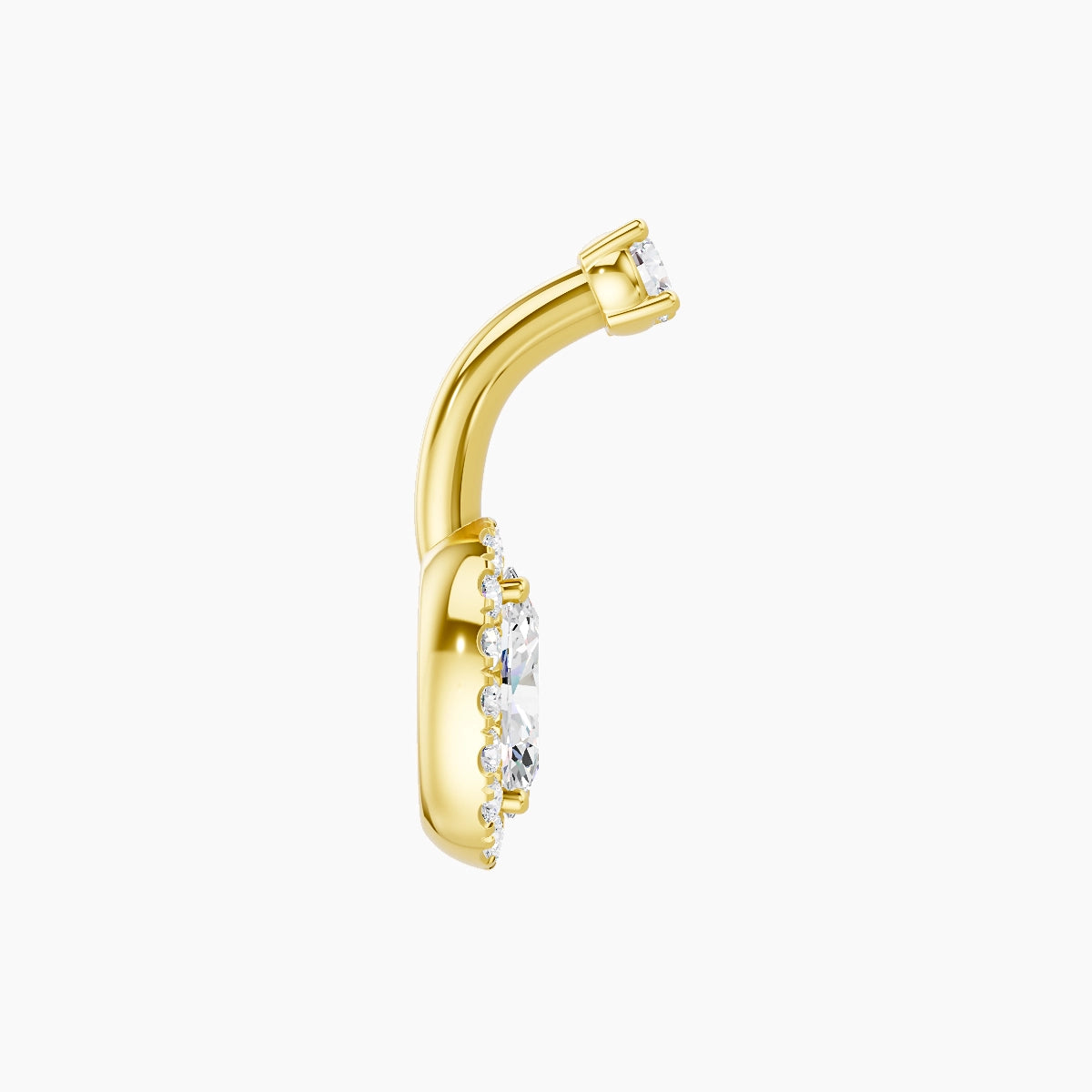 Eirene | 18k Yellow Gold 8.5 mm 6 mm Halo Oval Diamond Belly Piercing