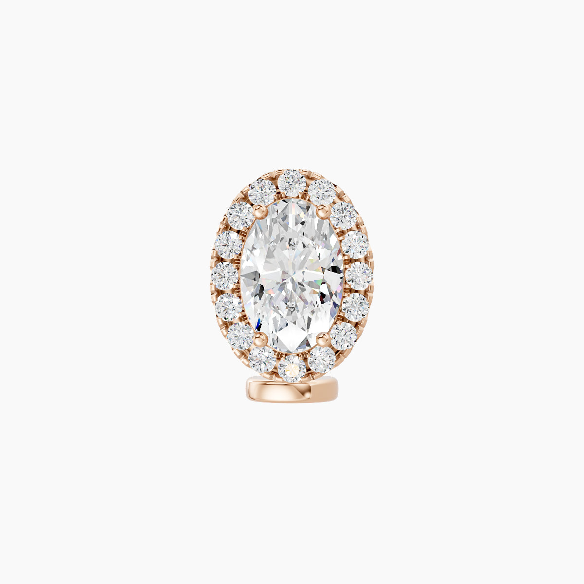 Eirene | 18k Rose Gold 8.5 mm 6 mm Halo Oval Diamond Floating Navel Piercing