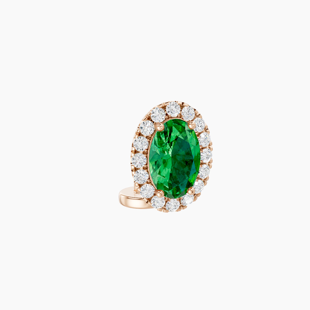 Eirene | 18k Rose Gold 6 mm 8.5 mm Halo Oval Emerald & Diamond Floating Navel Piercing