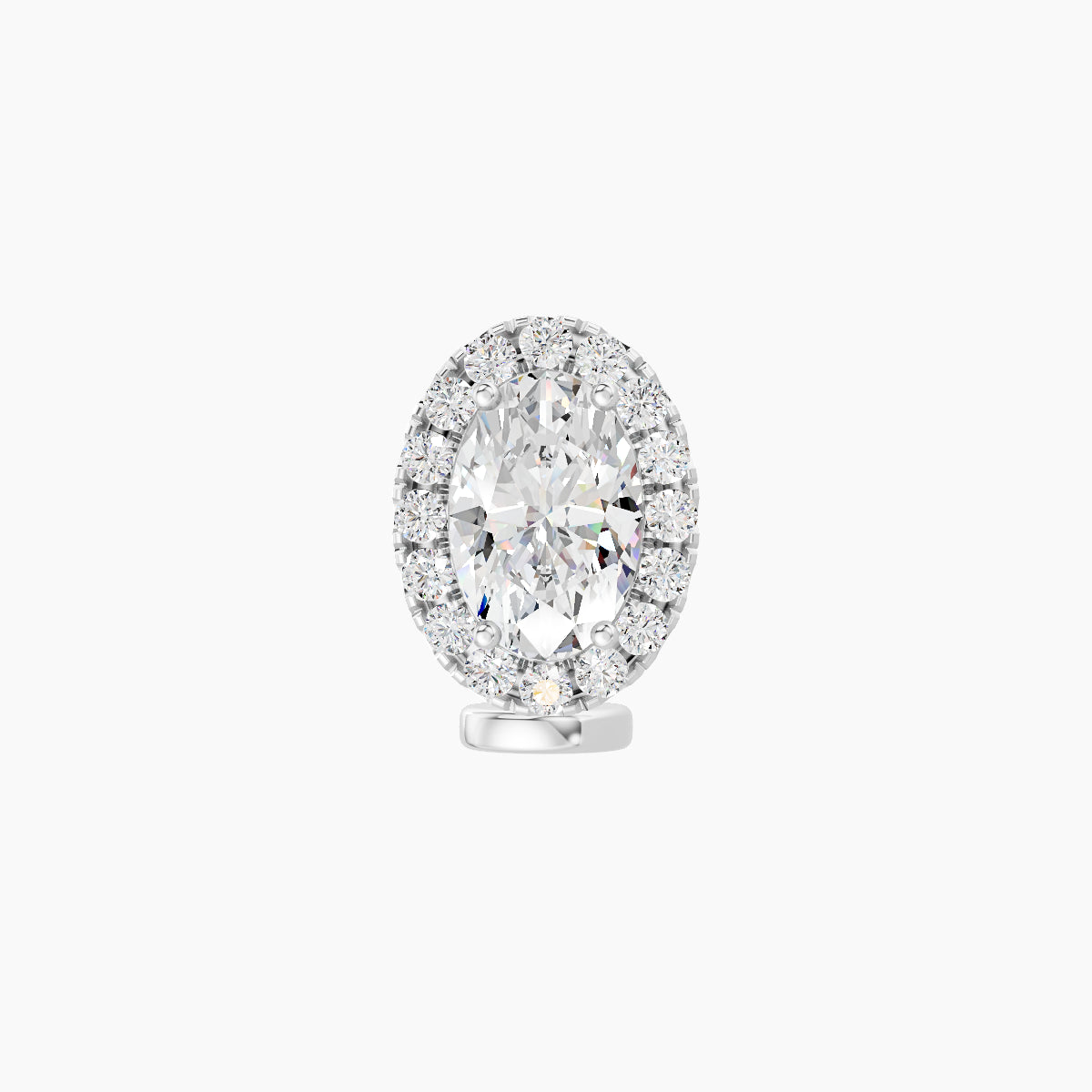 Eirene | 18k White Gold 8.5 mm 6 mm Halo Oval Diamond Floating Navel Piercing