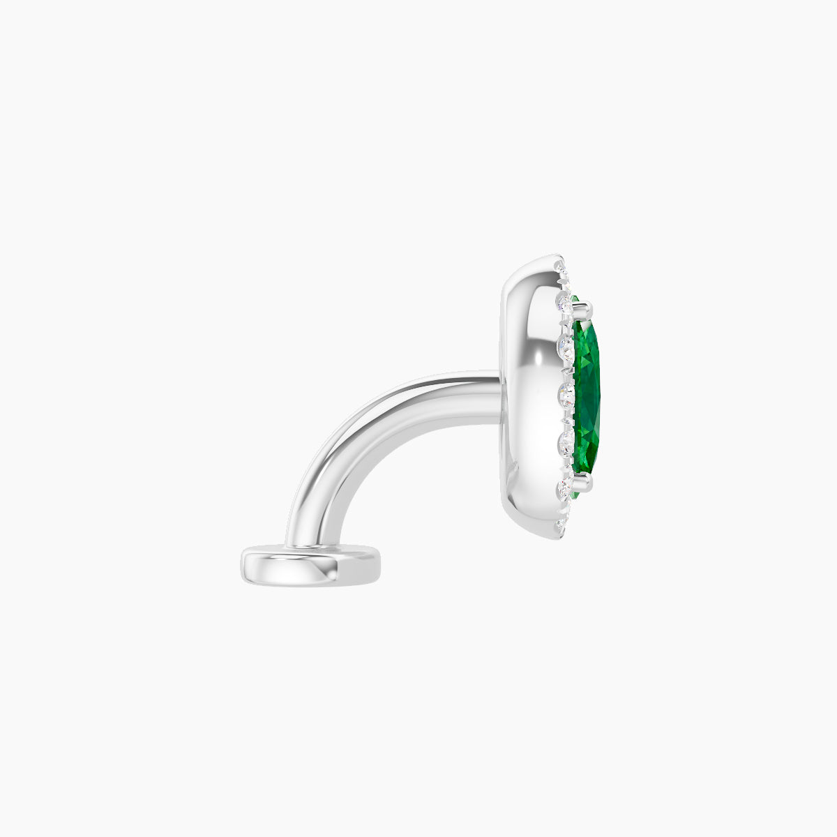 Eirene | 18k White Gold 6 mm 8.5 mm Halo Oval Emerald & Diamond Floating Navel Piercing