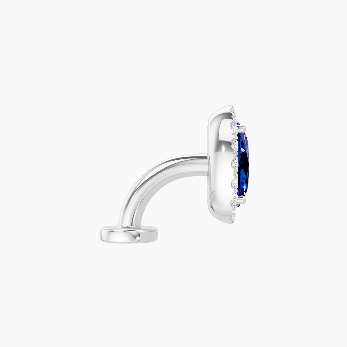 Eirene | 18k White Gold 6 mm 8.5 mm Halo Oval Sapphire & Diamond Floating Navel Piercing