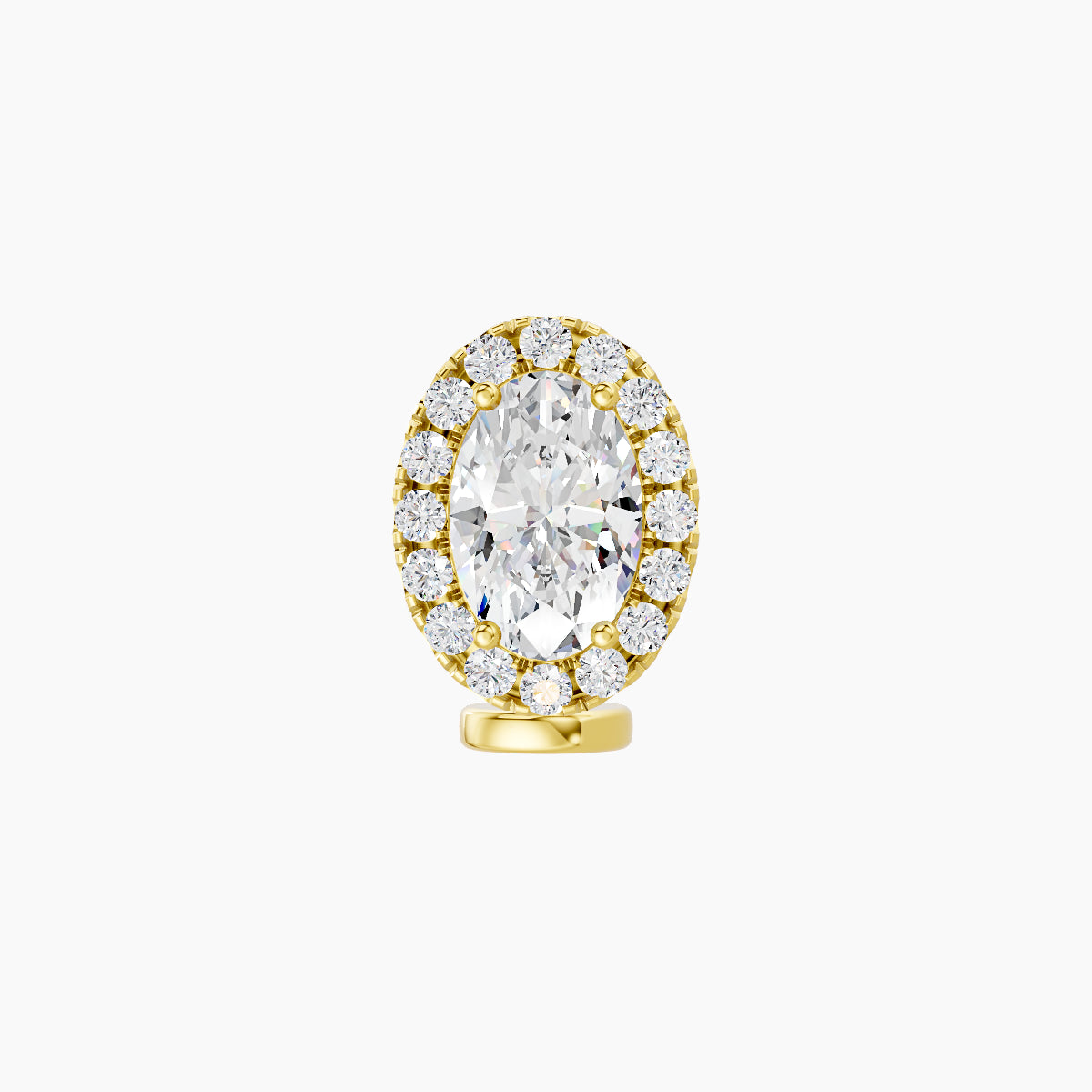 Eirene | 18k Yellow Gold 8.5 mm 6 mm Halo Oval Diamond Floating Navel Piercing