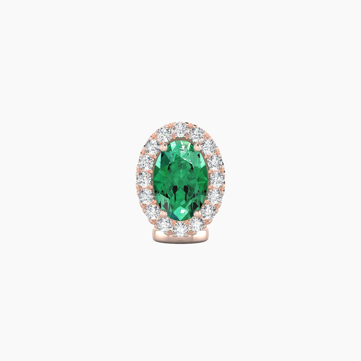 Eirene | 18k Rose Gold 6 mm 8.5 mm Halo Oval Emerald & Diamond Floating Navel Piercing