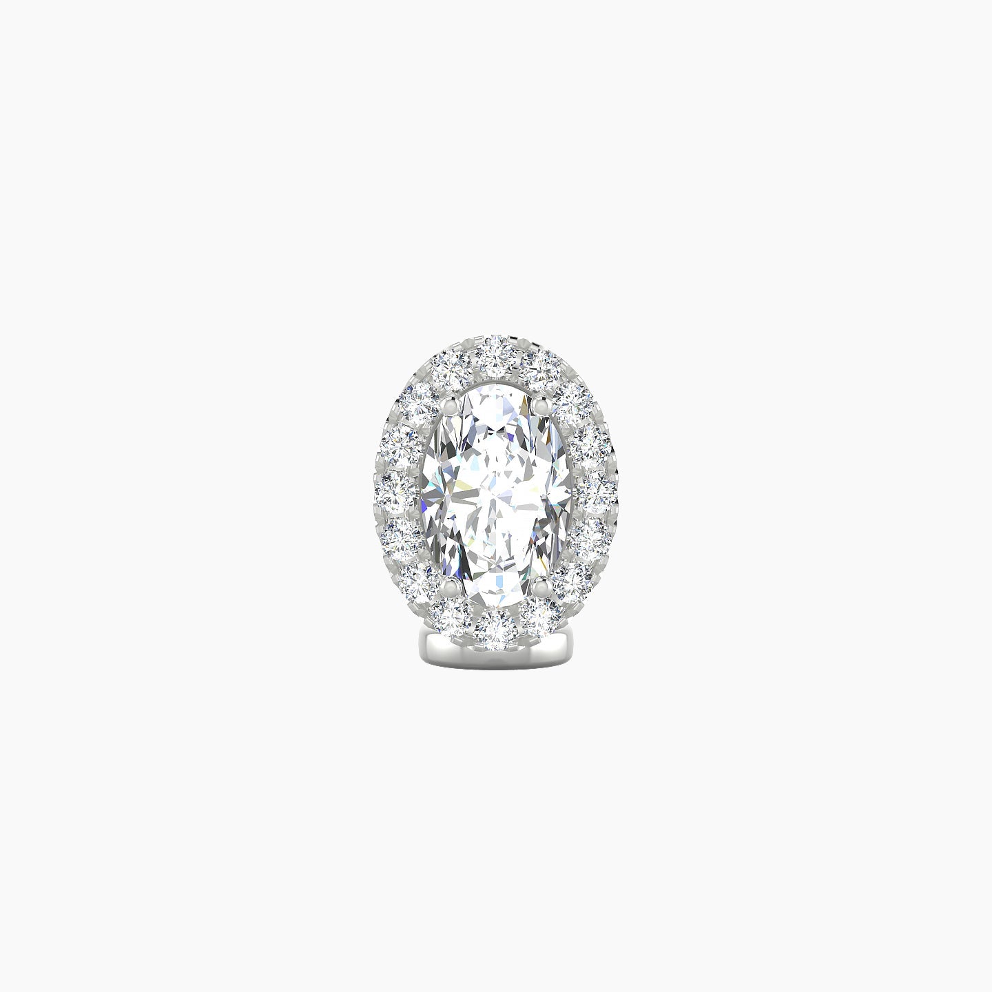 Eirene | 18k White Gold 8.5 mm 6 mm Halo Oval Diamond Floating Navel Piercing