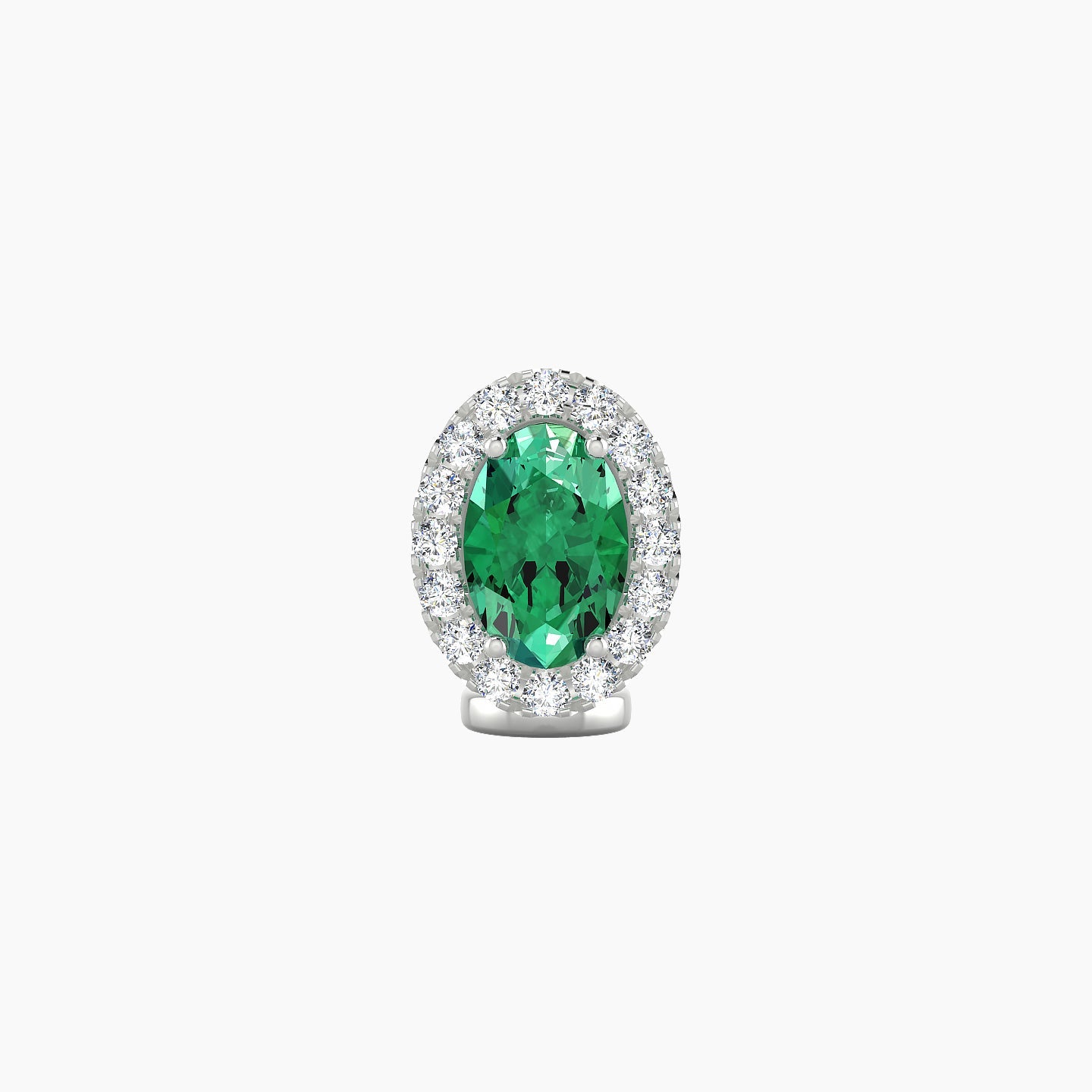 Eirene | 18k White Gold 6 mm 8.5 mm Halo Oval Emerald & Diamond Floating Navel Piercing