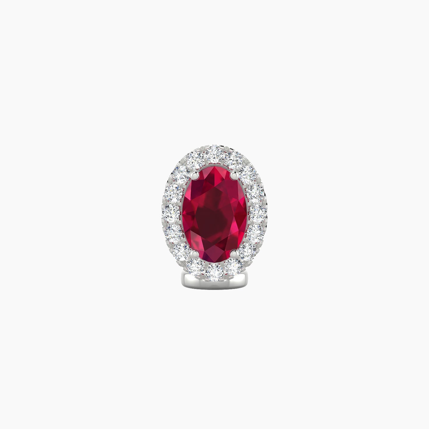 Eirene | 18k White Gold 6 mm 8.5 mm Halo Oval Ruby & Diamond Floating Navel Piercing