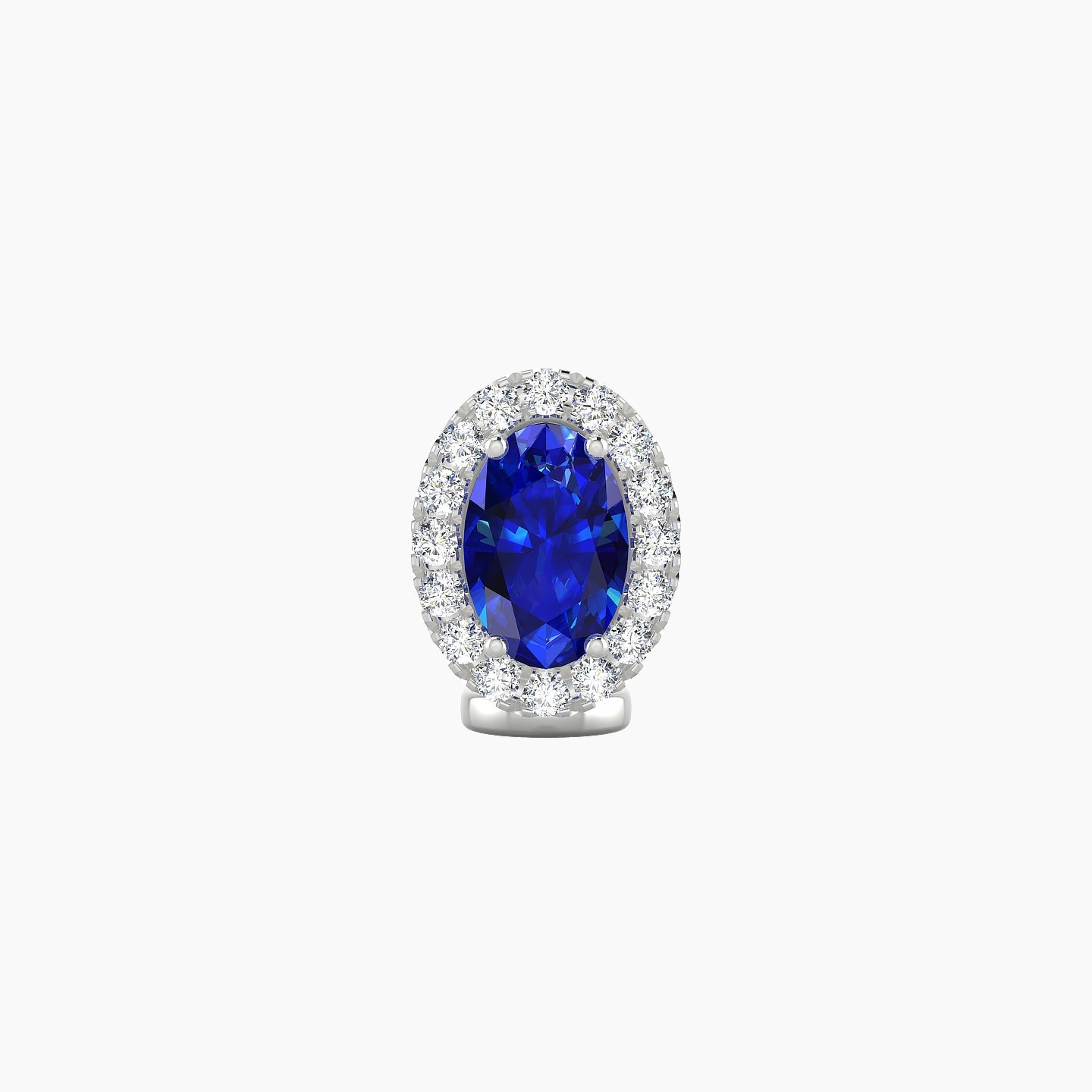Eirene | 18k White Gold 6 mm 8.5 mm Halo Oval Sapphire & Diamond Floating Navel Piercing