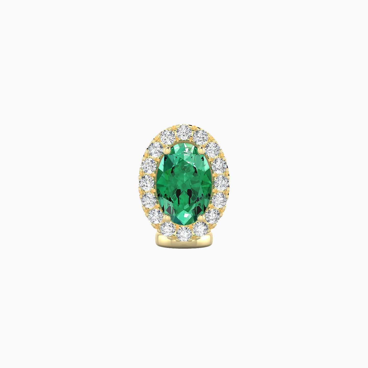 Eirene | 18k Yellow Gold 6 mm 8.5 mm Halo Oval Emerald & Diamond Floating Navel Piercing
