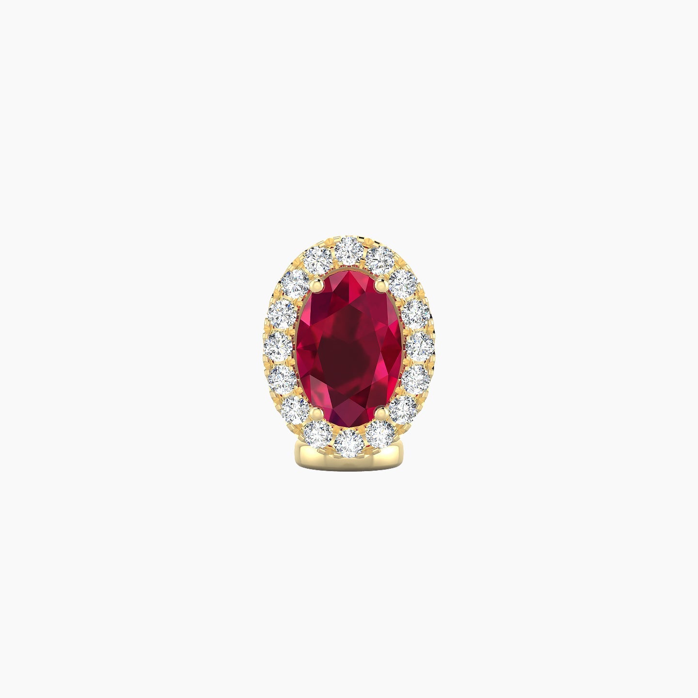 Eirene | 18k Yellow Gold 6 mm 8.5 mm Halo Oval Ruby & Diamond Floating Navel Piercing