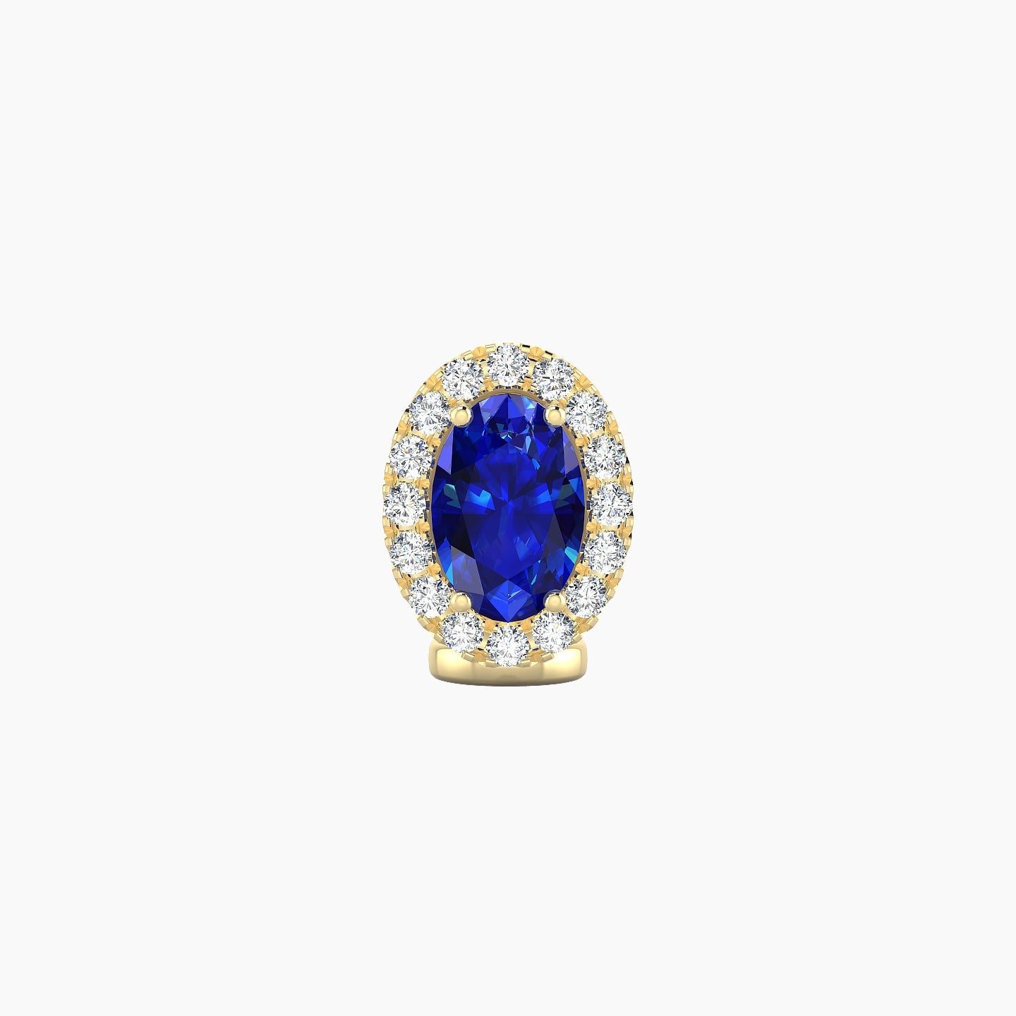 Eirene | 18k Yellow Gold 6 mm 9 mm Halo Oval Sapphire & Diamond Floating Navel Piercing