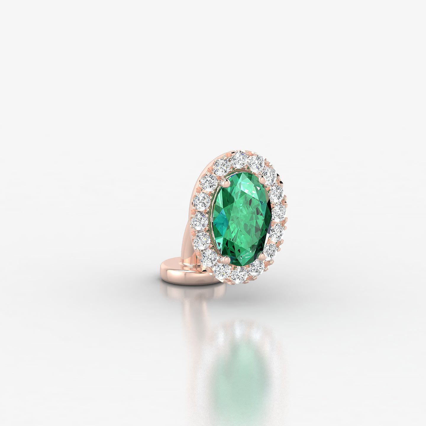 Eirene | 18k Rose Gold 6 mm 8.5 mm Halo Oval Emerald & Diamond Floating Navel Piercing