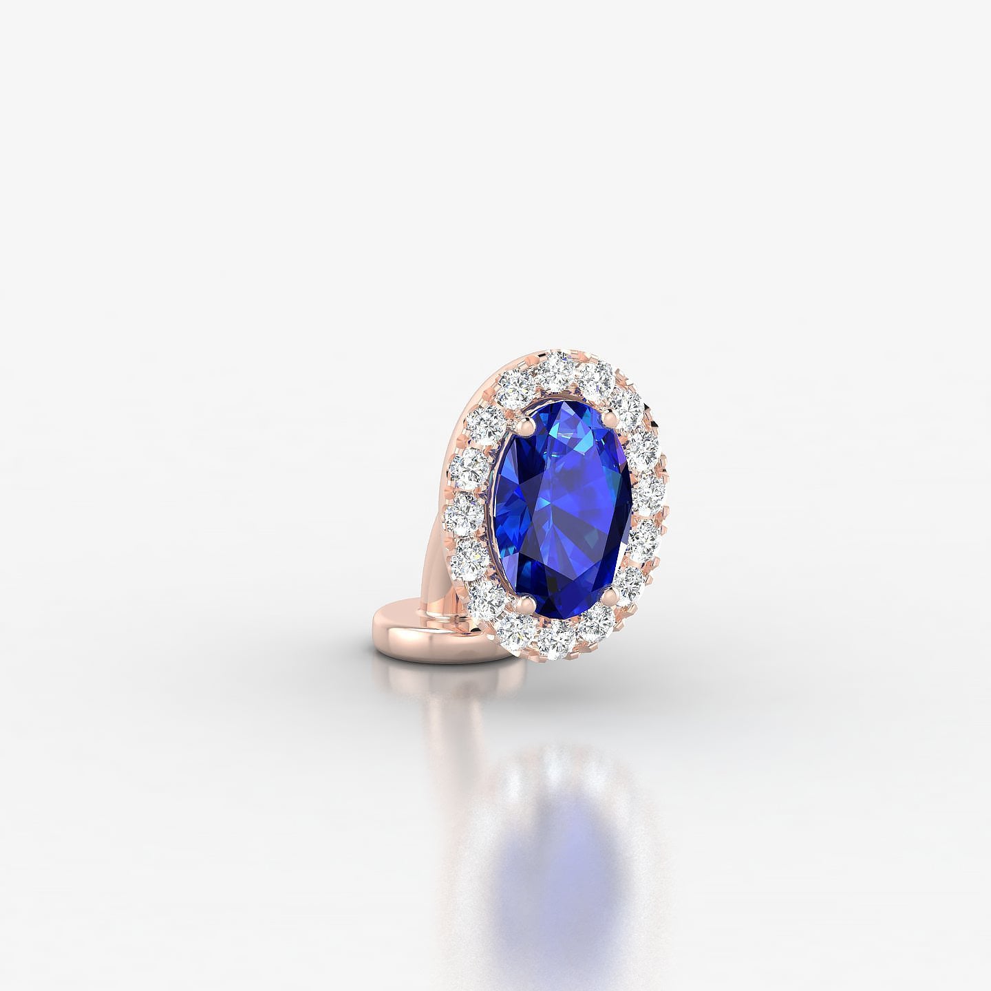 Eirene | 18k Rose Gold 6 mm 8.5 mm Halo Oval Sapphire & Diamond Floating Navel Piercing