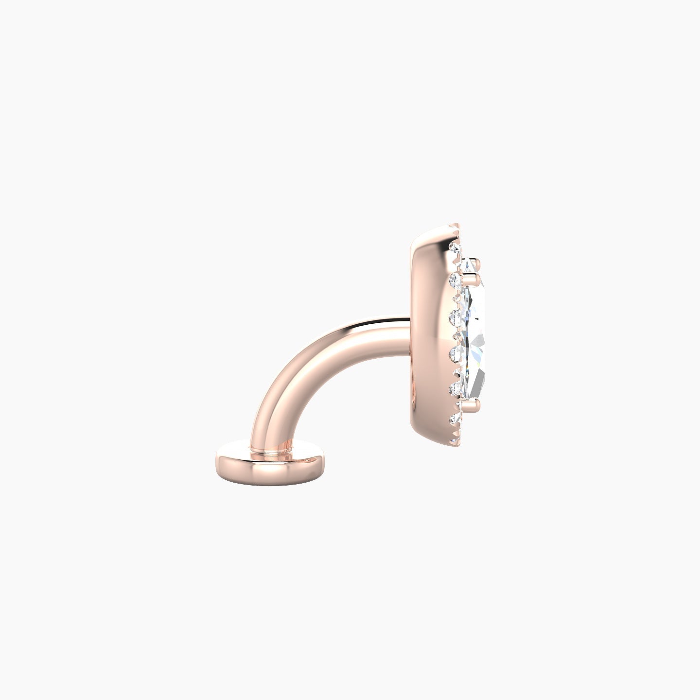 Eirene | 18k Rose Gold 8.5 mm 6 mm Halo Oval Diamond Floating Navel Piercing