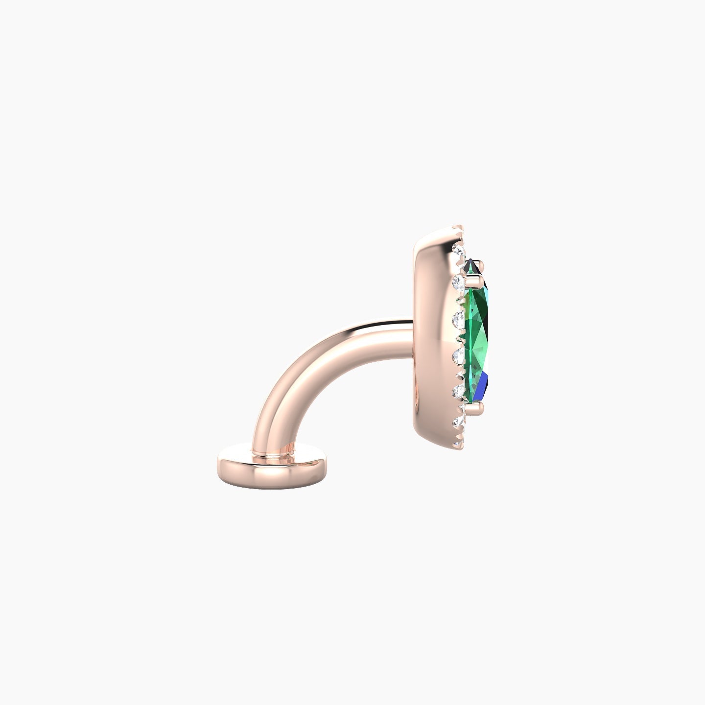 Eirene | 18k Rose Gold 6 mm 8.5 mm Halo Oval Emerald & Diamond Floating Navel Piercing