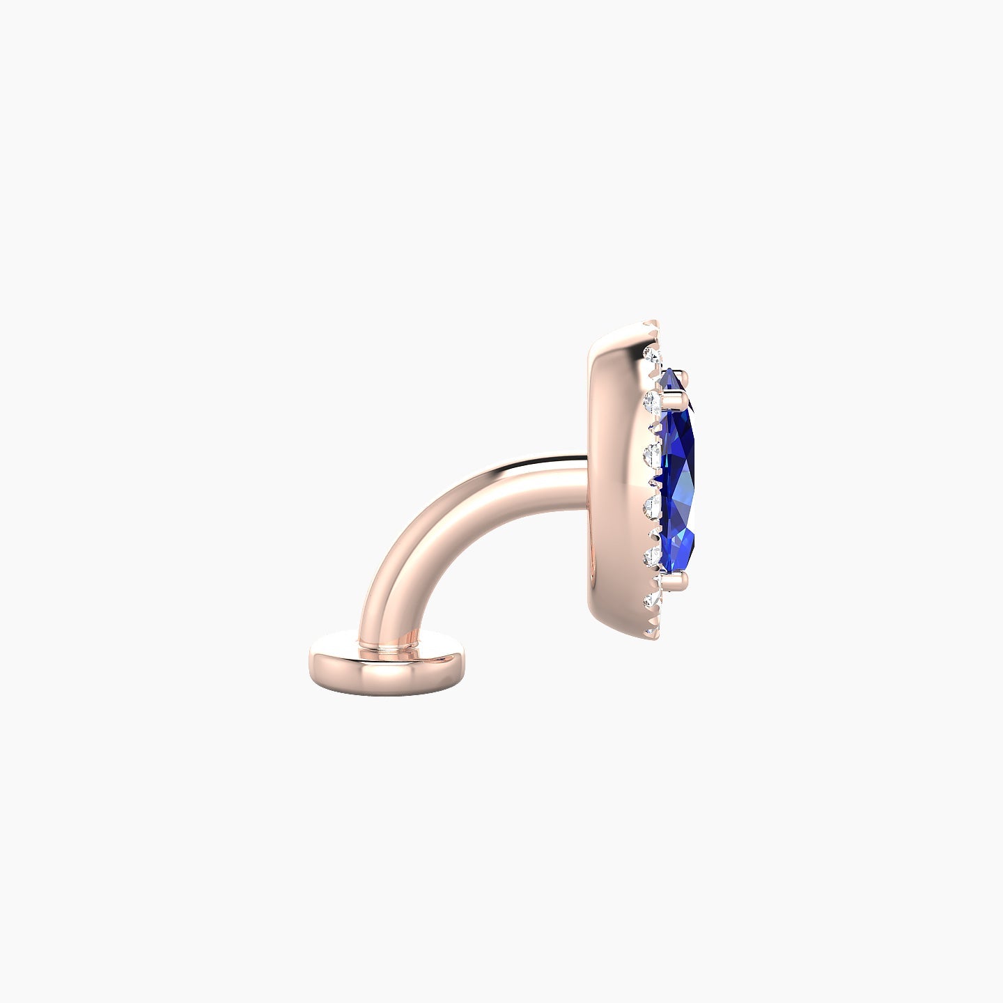 Eirene | 18k Rose Gold 6 mm 8.5 mm Halo Oval Sapphire & Diamond Floating Navel Piercing