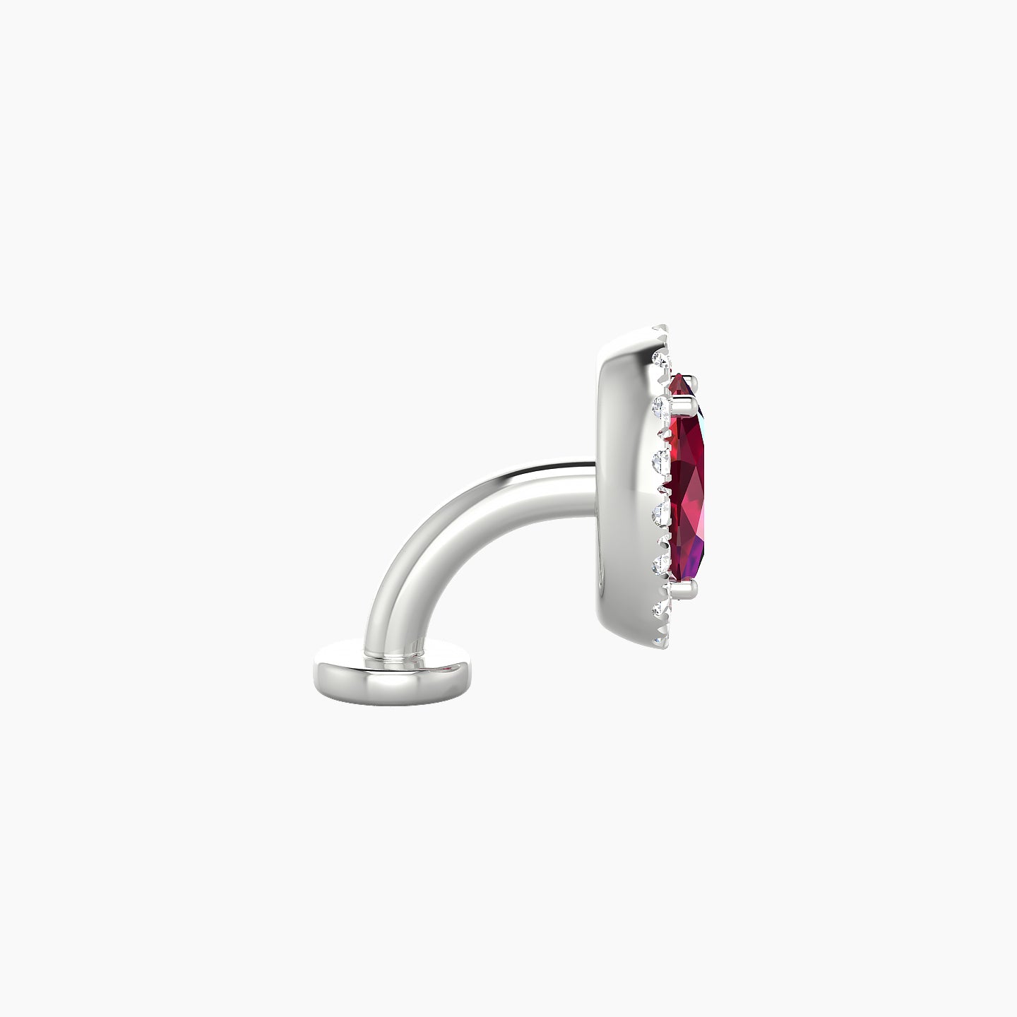 Eirene | 18k White Gold 6 mm 8.5 mm Halo Oval Ruby & Diamond Floating Navel Piercing