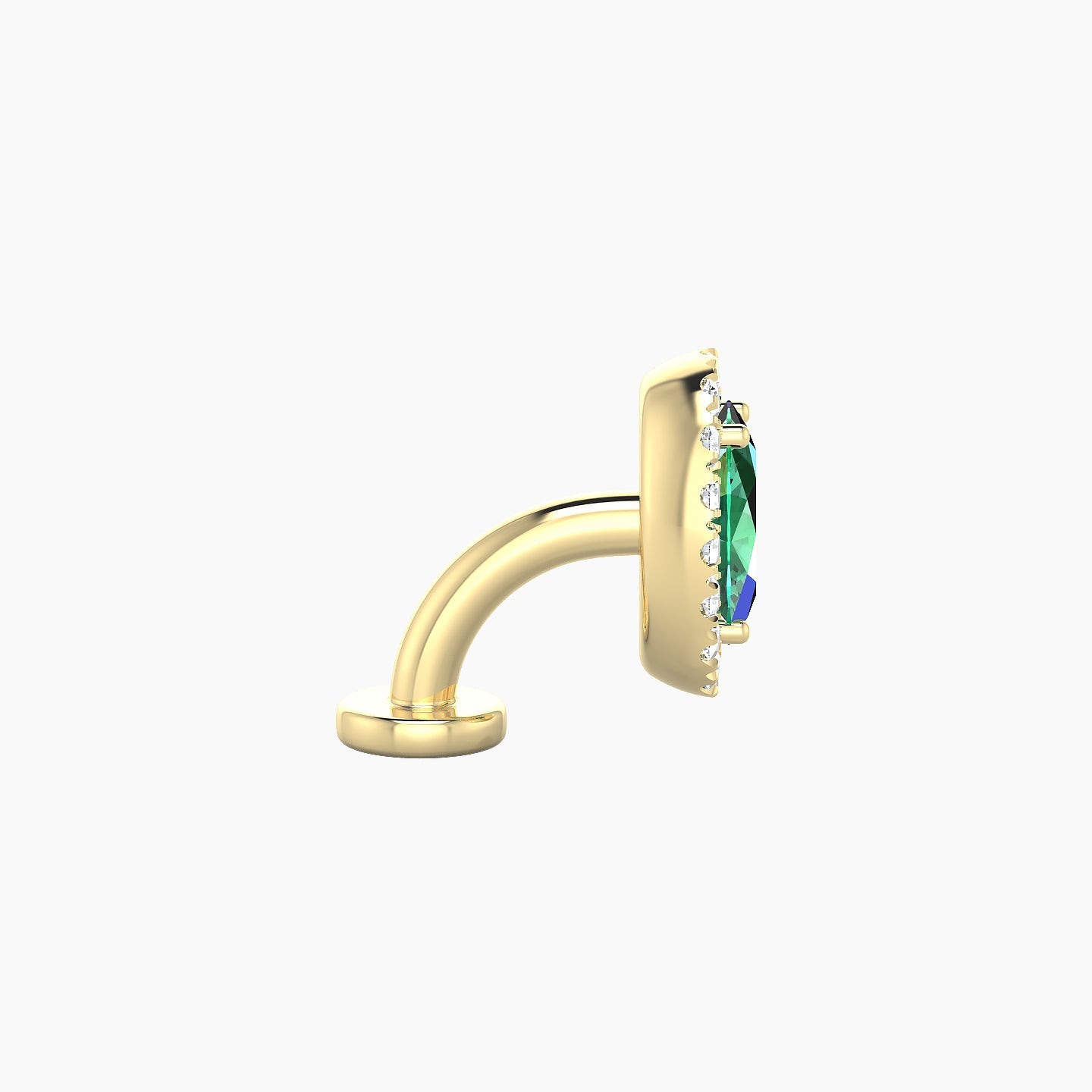 Eirene | 18k Yellow Gold 6 mm 8.5 mm Halo Oval Emerald & Diamond Floating Navel Piercing