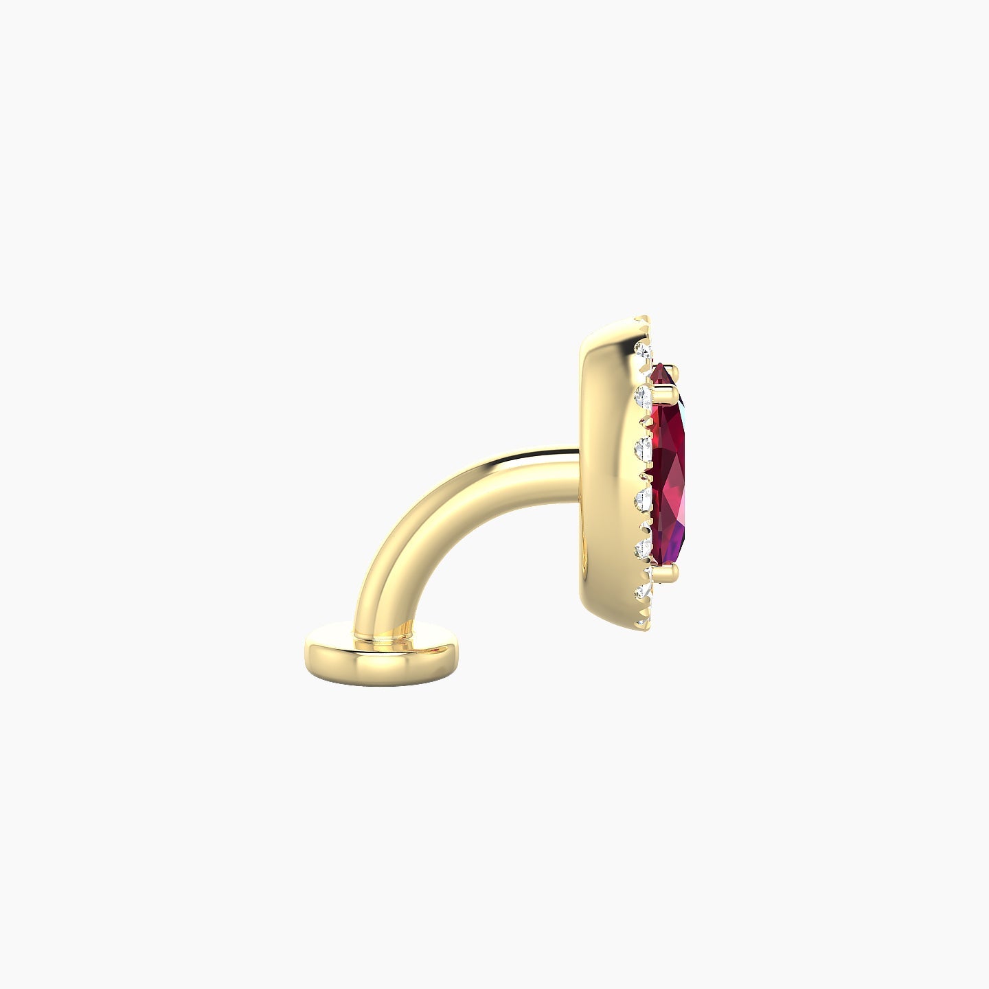 Eirene | 18k Yellow Gold 6 mm 8.5 mm Halo Oval Ruby & Diamond Floating Navel Piercing