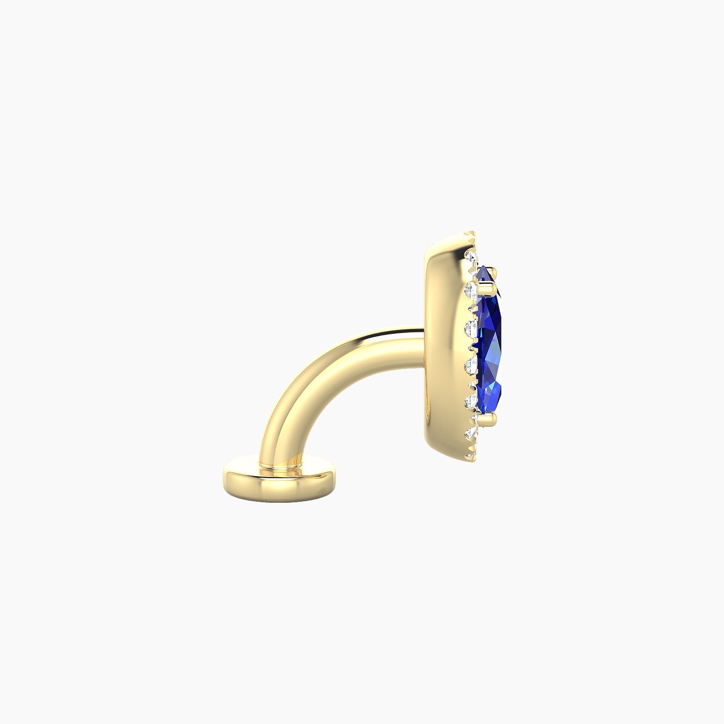 Eirene | 18k Yellow Gold 6 mm 8.5 mm Halo Oval Sapphire & Diamond Floating Navel Piercing