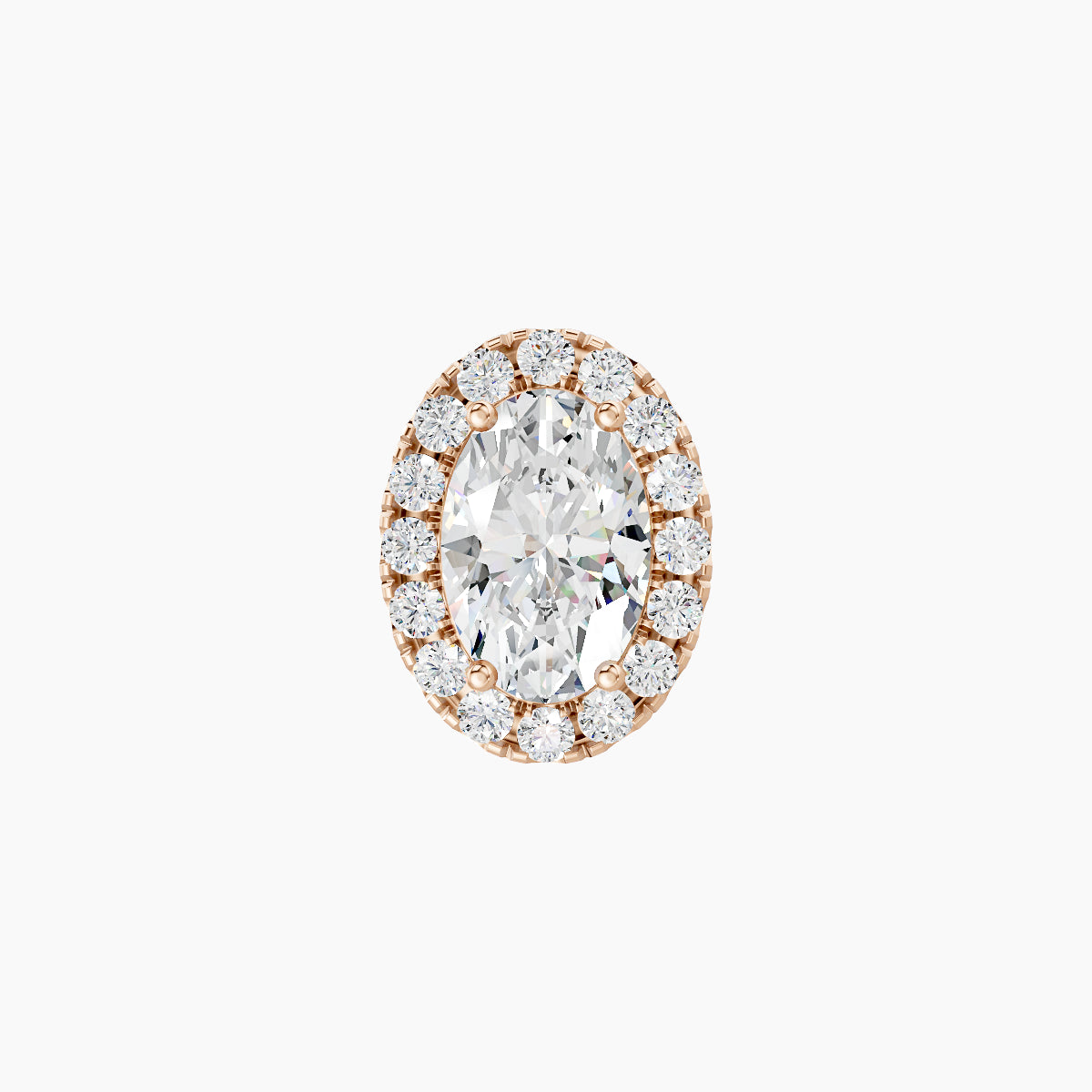 Eirene | 18k Rose Gold 8.5 mm 6.5 mm Halo Oval Diamond Piercing