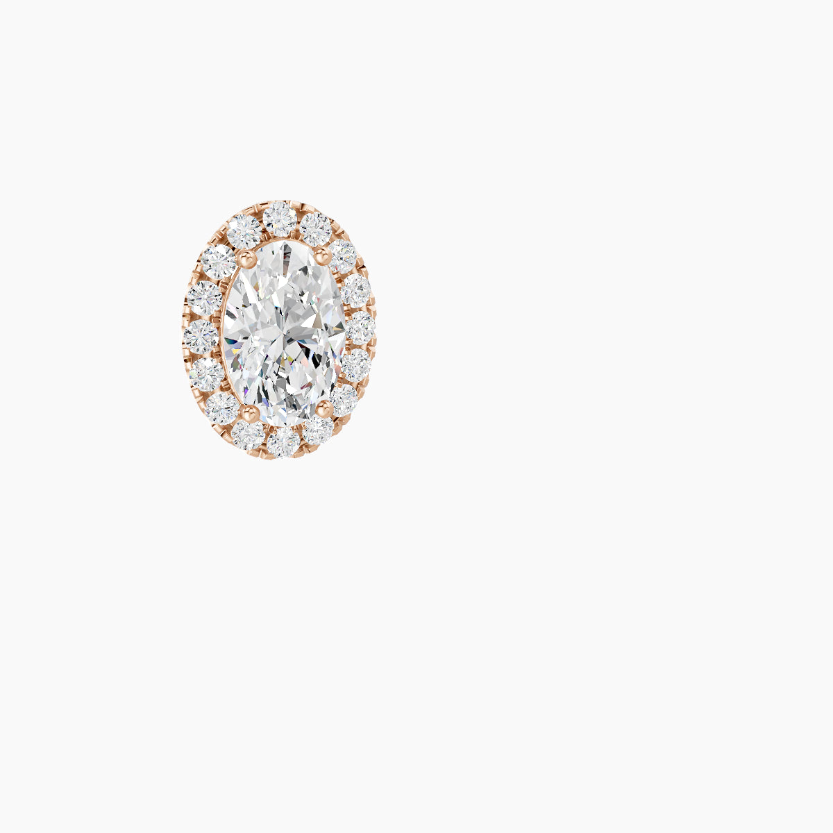 Eirene | 18k Rose Gold 8.5 mm 6.5 mm Halo Oval Diamond Piercing