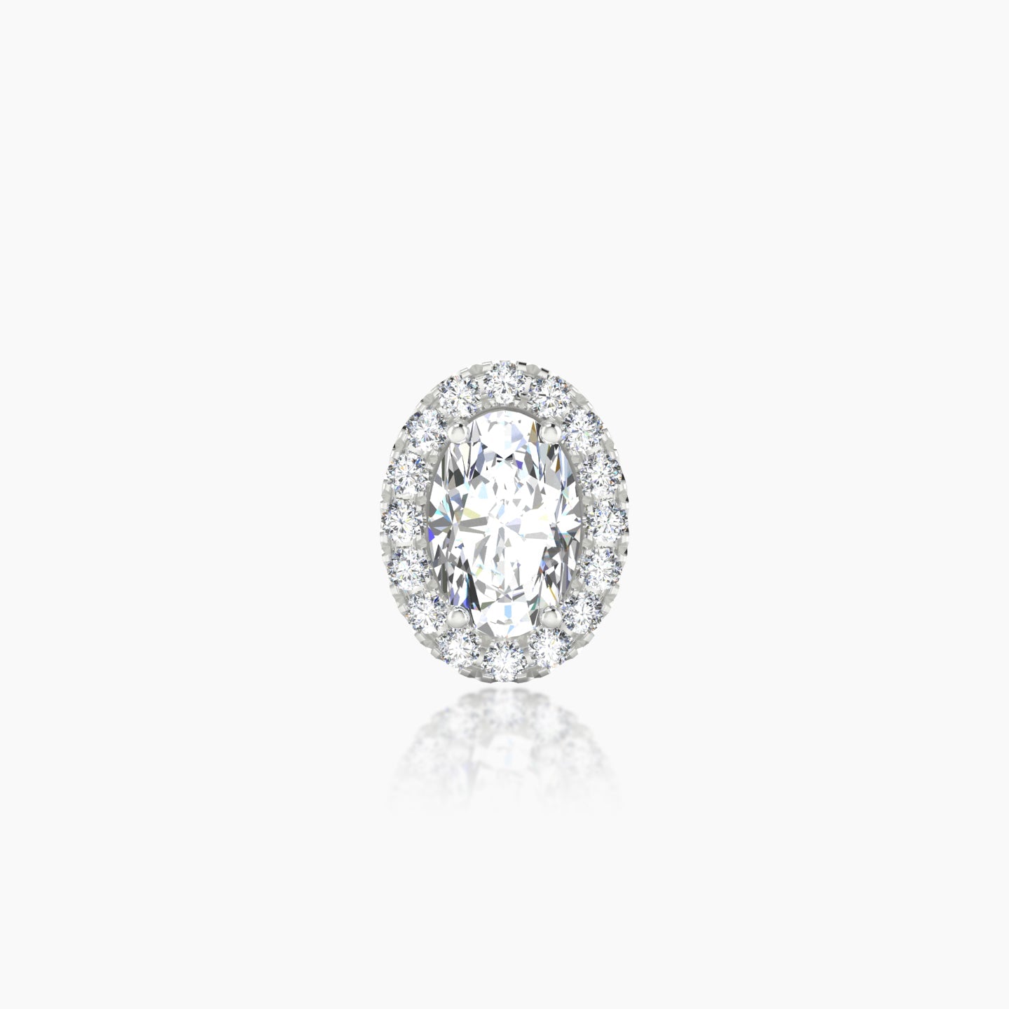 Eirene | 18k White Gold 8.5 mm 6.5 mm Halo Oval Diamond Piercing