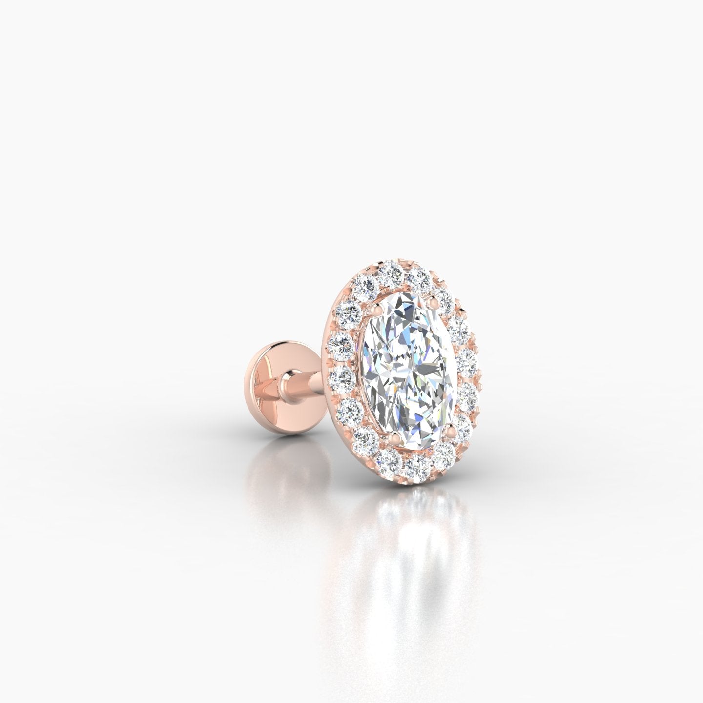Eirene | 18k Rose Gold 8.5 mm 6.5 mm Halo Oval Diamond Piercing