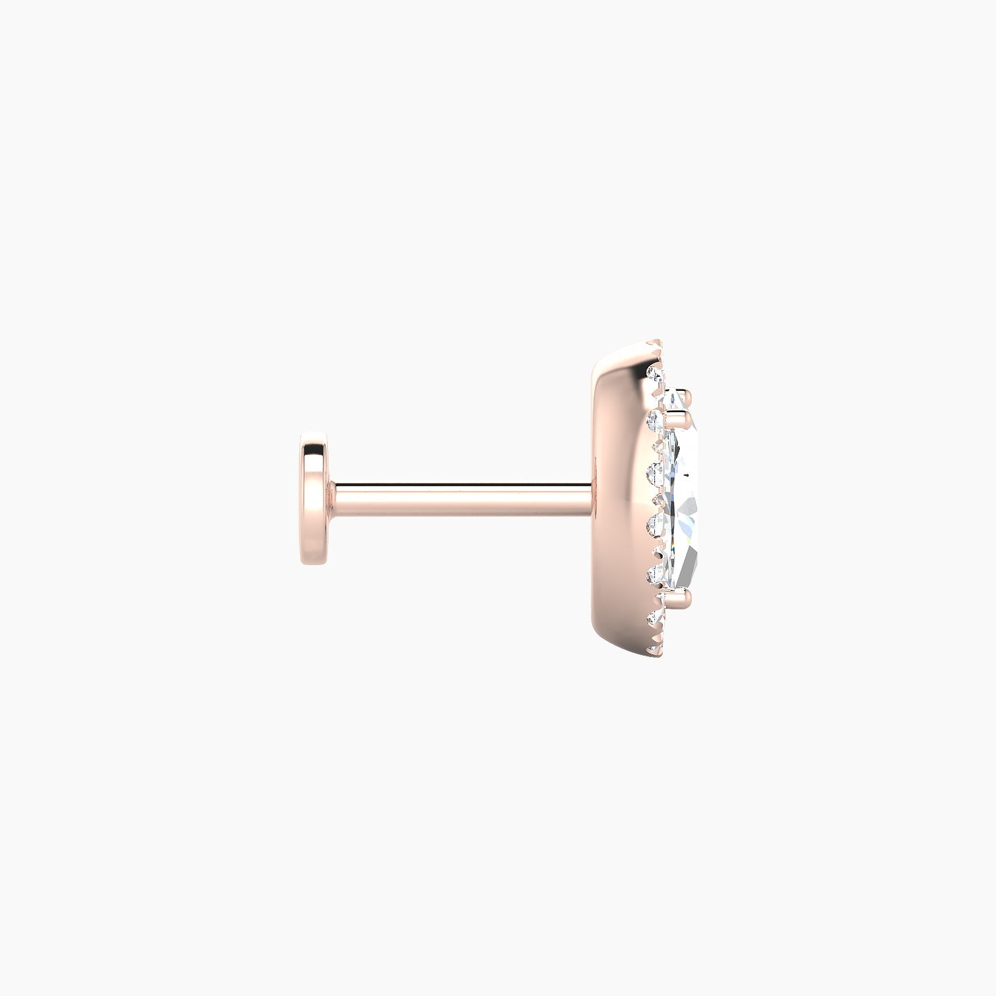 Eirene | 18k Rose Gold 8.5 mm 6.5 mm Halo Oval Diamond Piercing