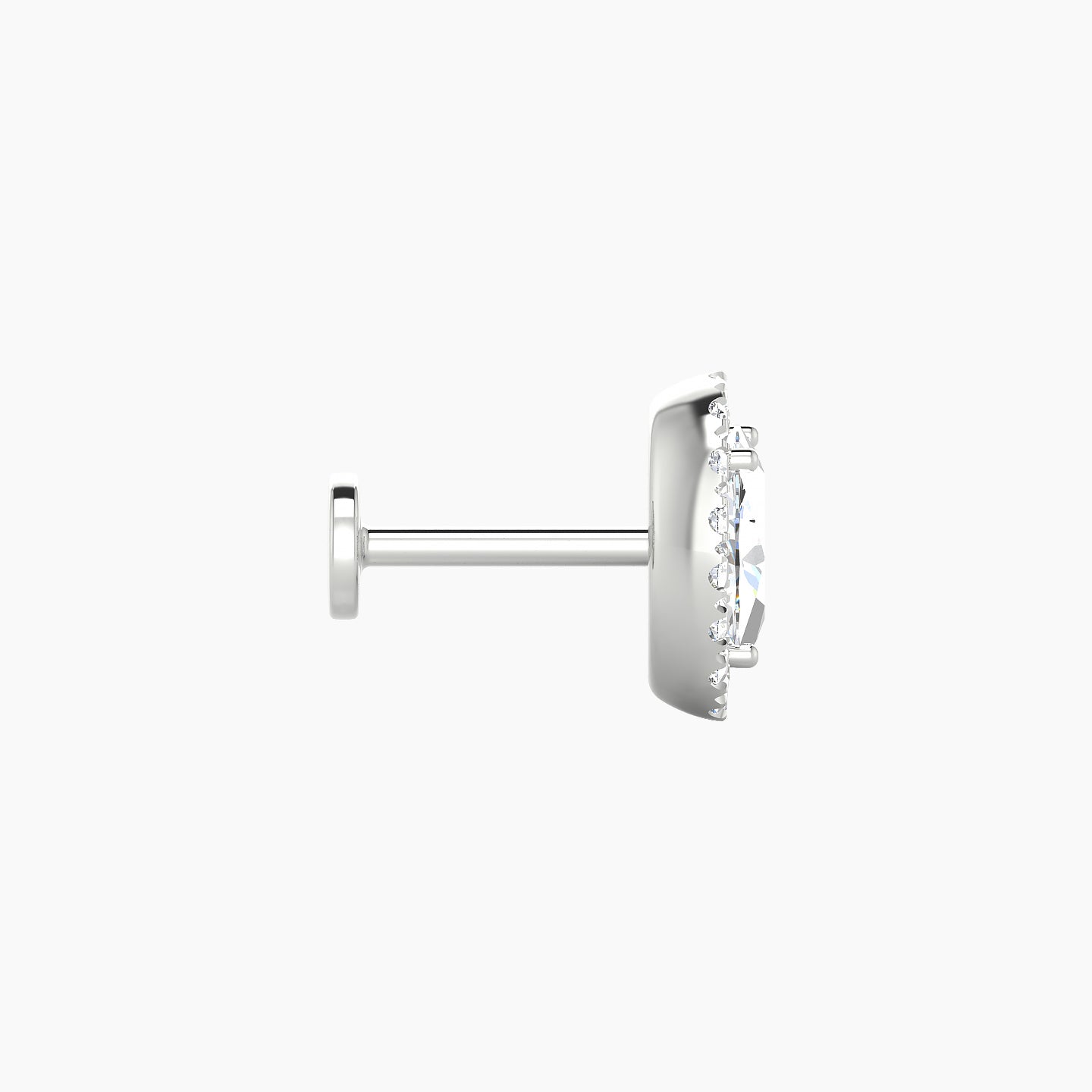 Eirene | 18k White Gold 8.5 mm 6.5 mm Halo Oval Diamond Piercing