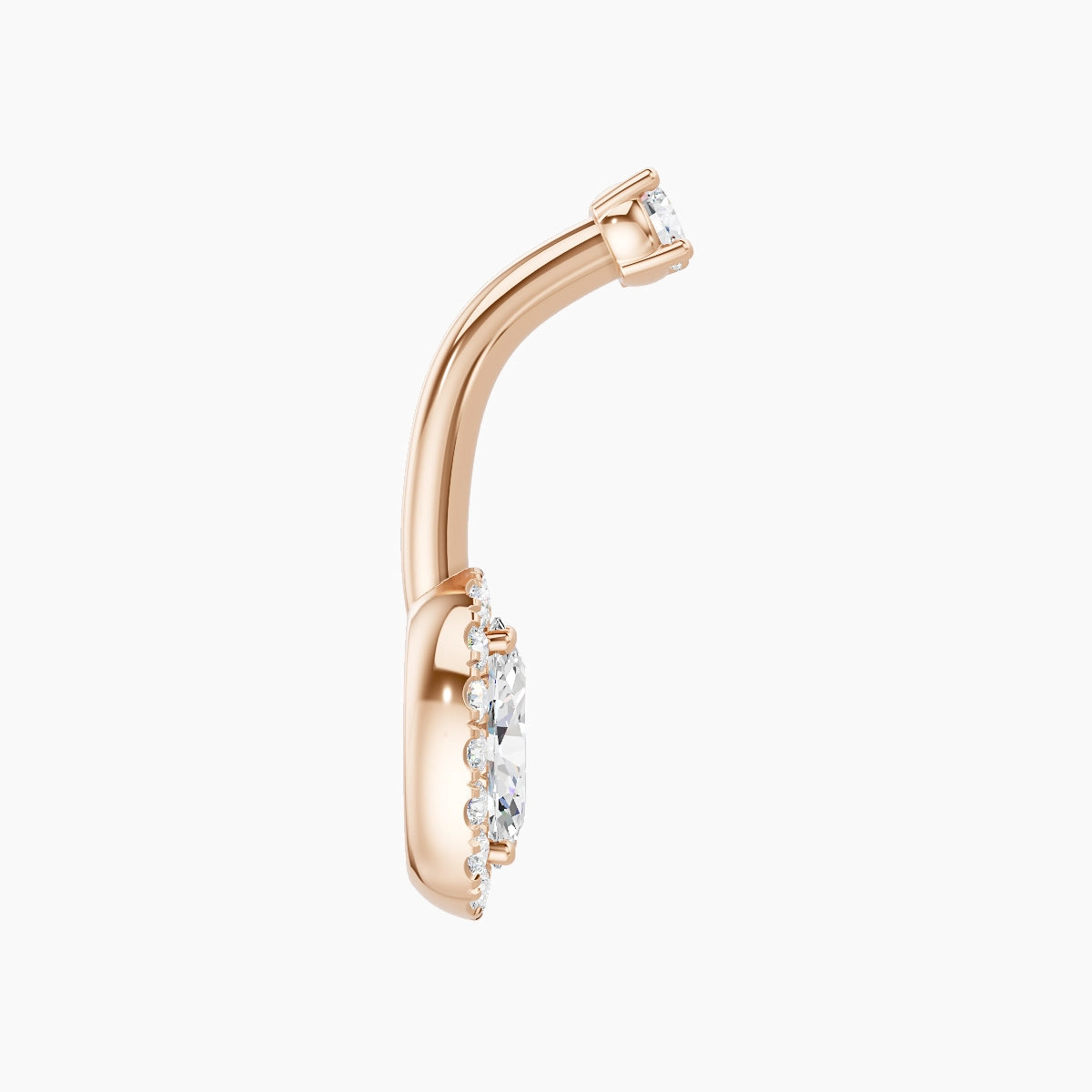 Eirene | 18k Rose Gold 8.5 mm 8 mm Halo Oval Diamond Belly Piercing