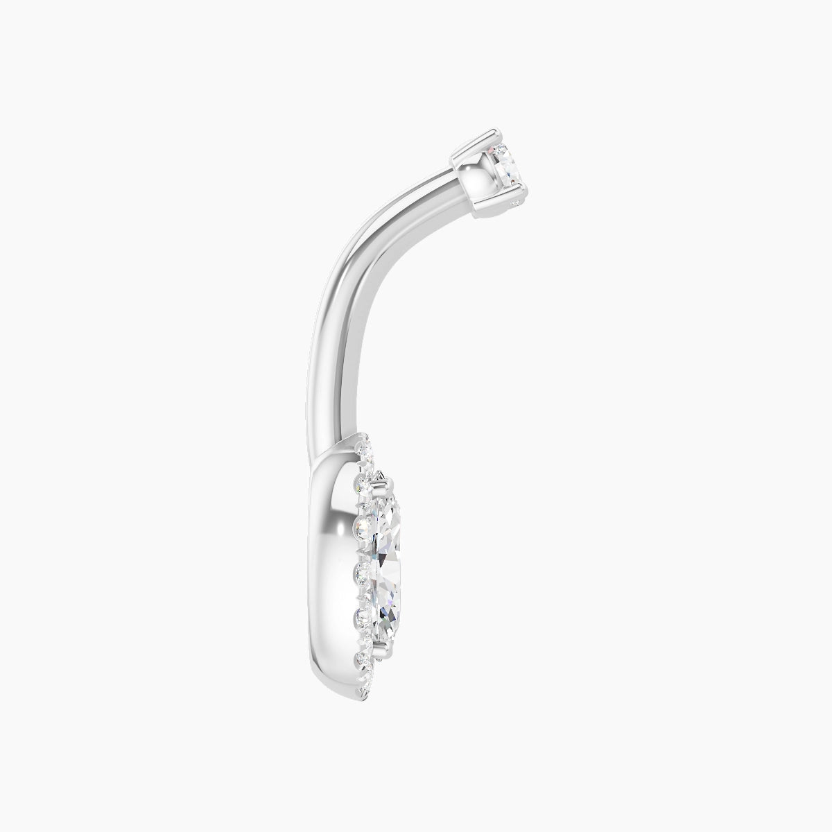 Eirene | 18k White Gold 8.5 mm 8 mm Halo Oval Diamond Belly Piercing