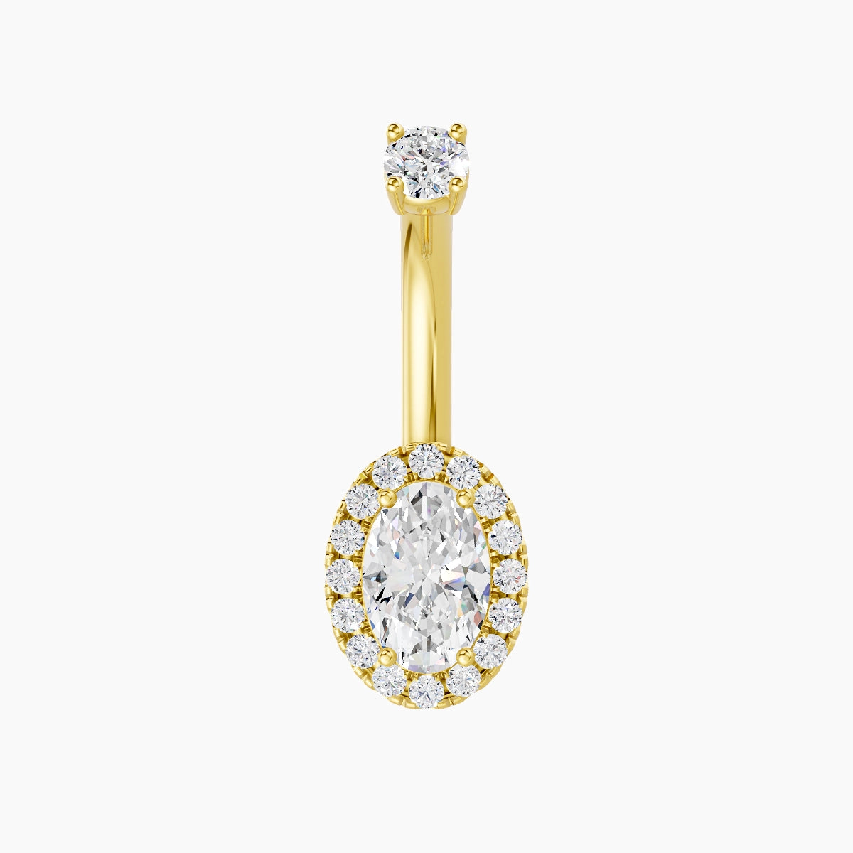 Eirene | 18k Yellow Gold 8.5 mm 8 mm Halo Oval Diamond Belly Piercing