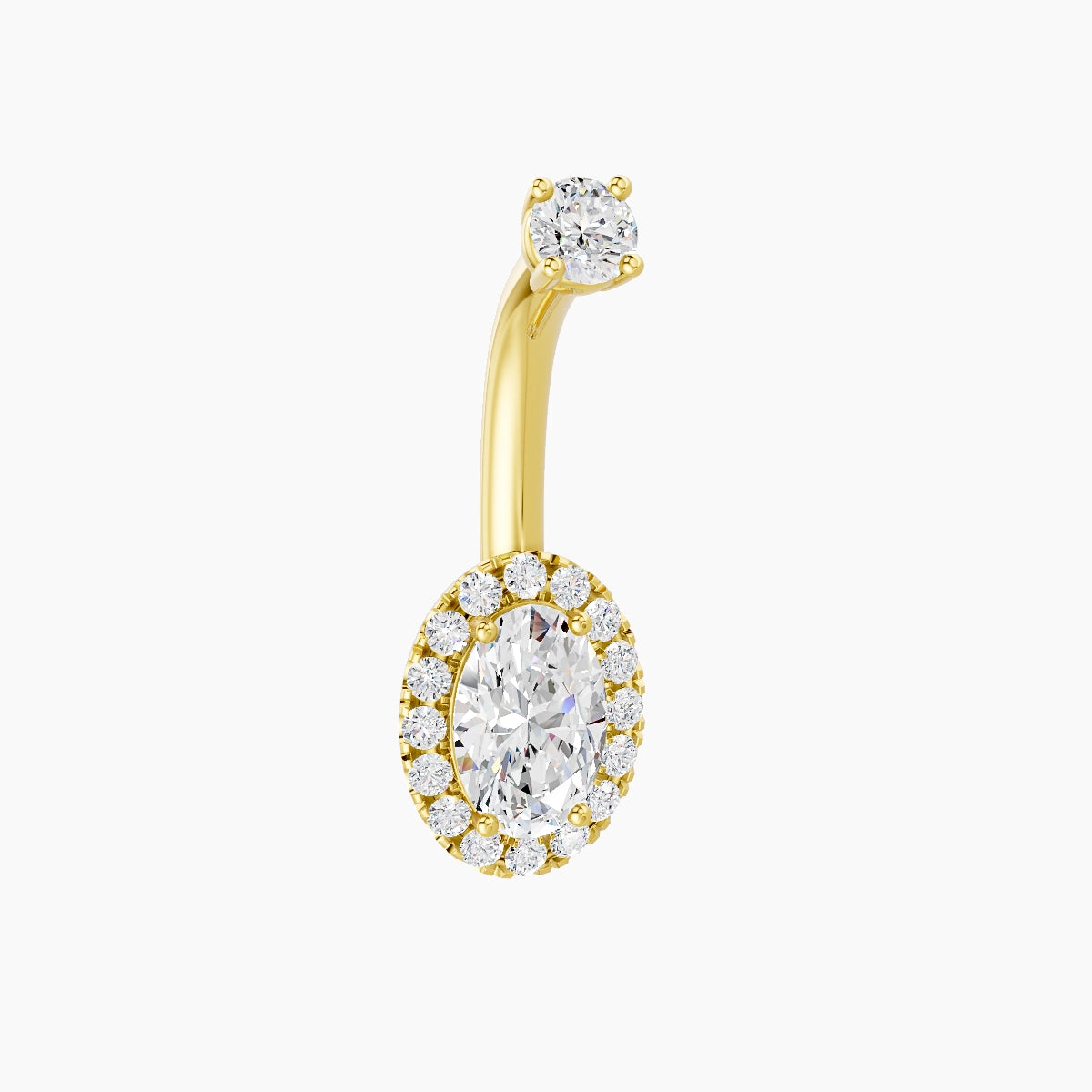 Eirene | 18k Yellow Gold 8.5 mm 8 mm Halo Oval Diamond Belly Piercing