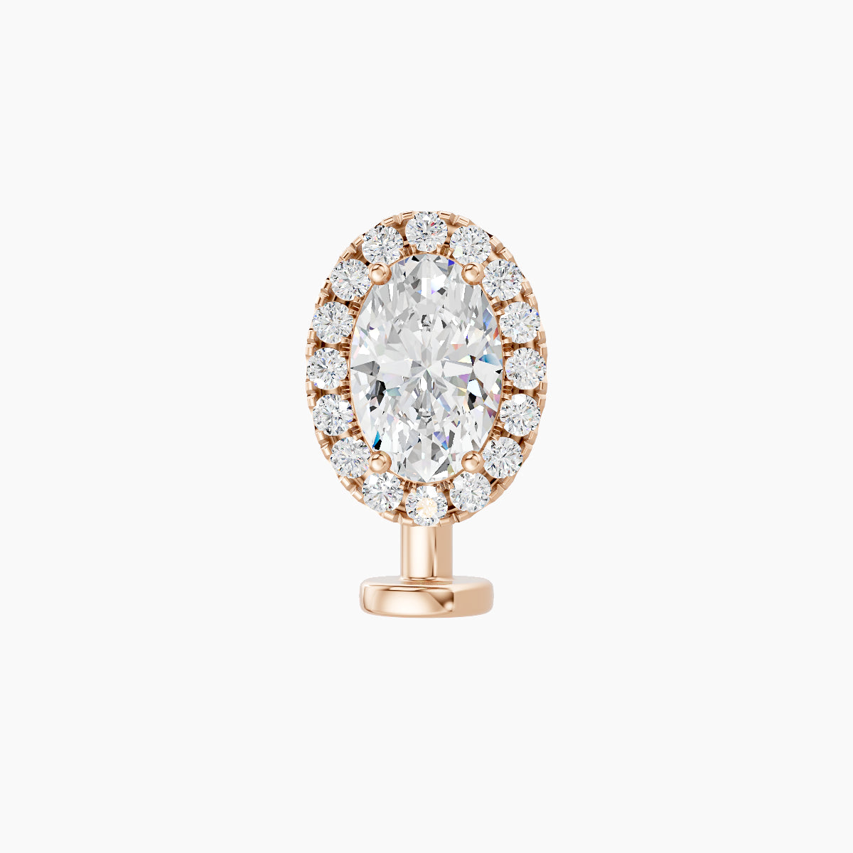 Eirene | 18k Rose Gold 8.5 mm 8 mm Halo Oval Diamond Floating Navel Piercing
