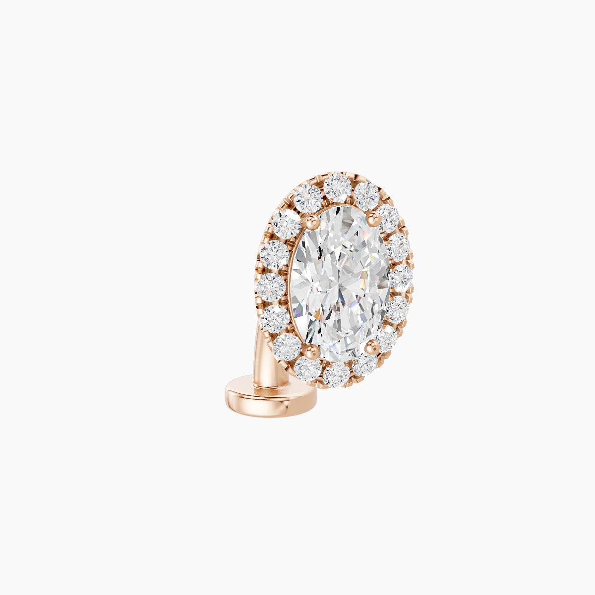 Eirene | 18k Rose Gold 8.5 mm 8 mm Halo Oval Diamond Floating Navel Piercing