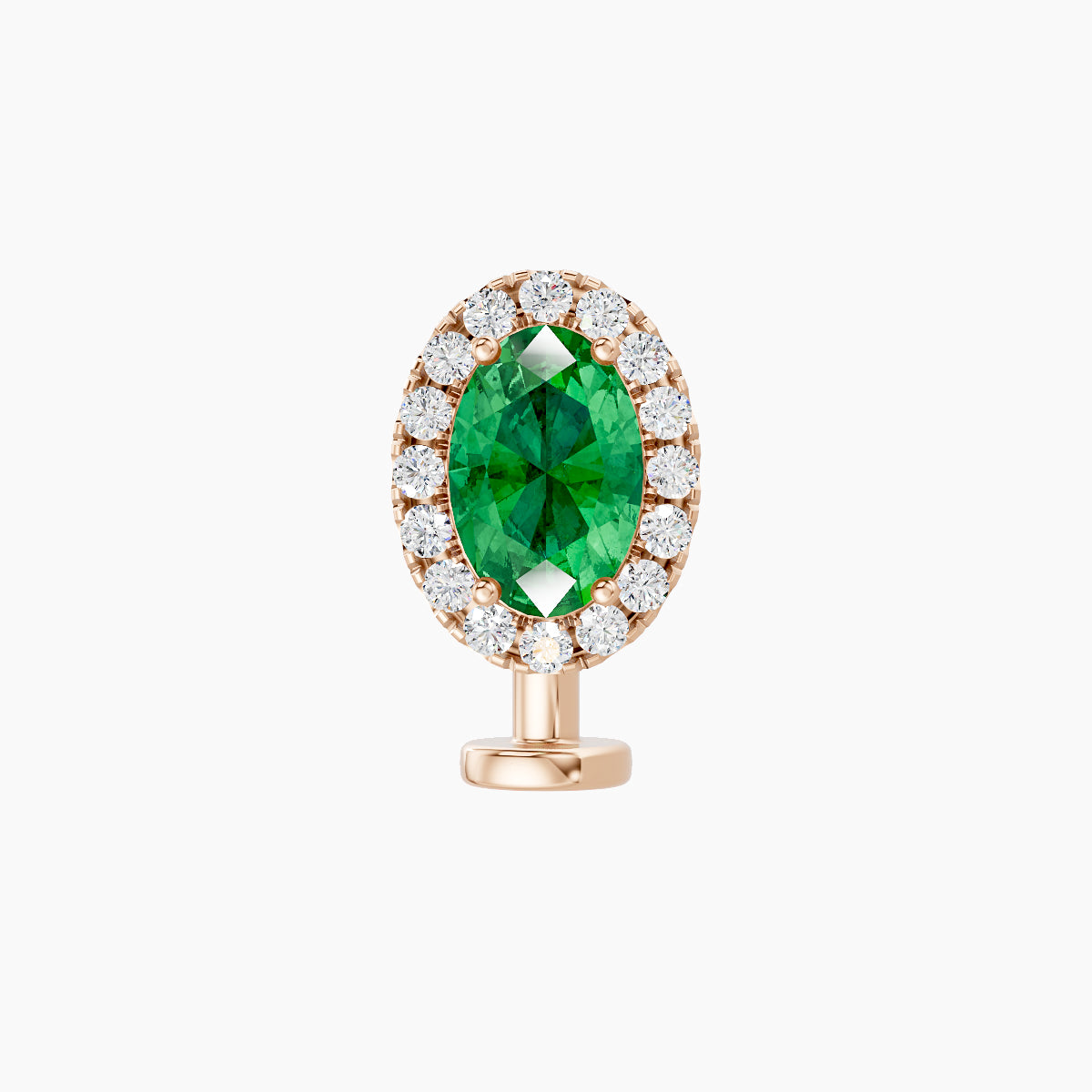 Eirene | 18k Rose Gold 8 mm 8.5 mm Halo Oval Emerald & Diamond Floating Navel Piercing